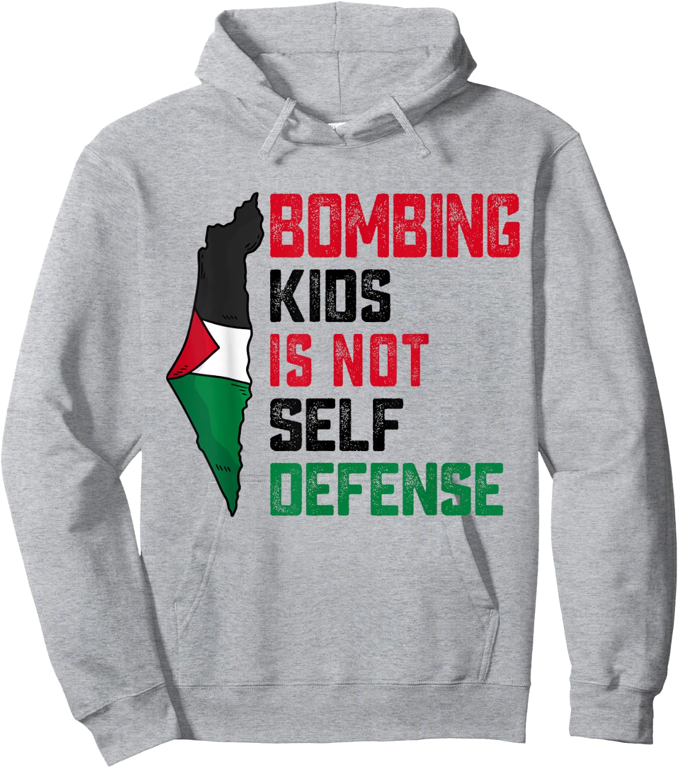 Bombing Kids Is Not Self Defense Palestine Flag Vintage Hoodie - Hoodie | Ash