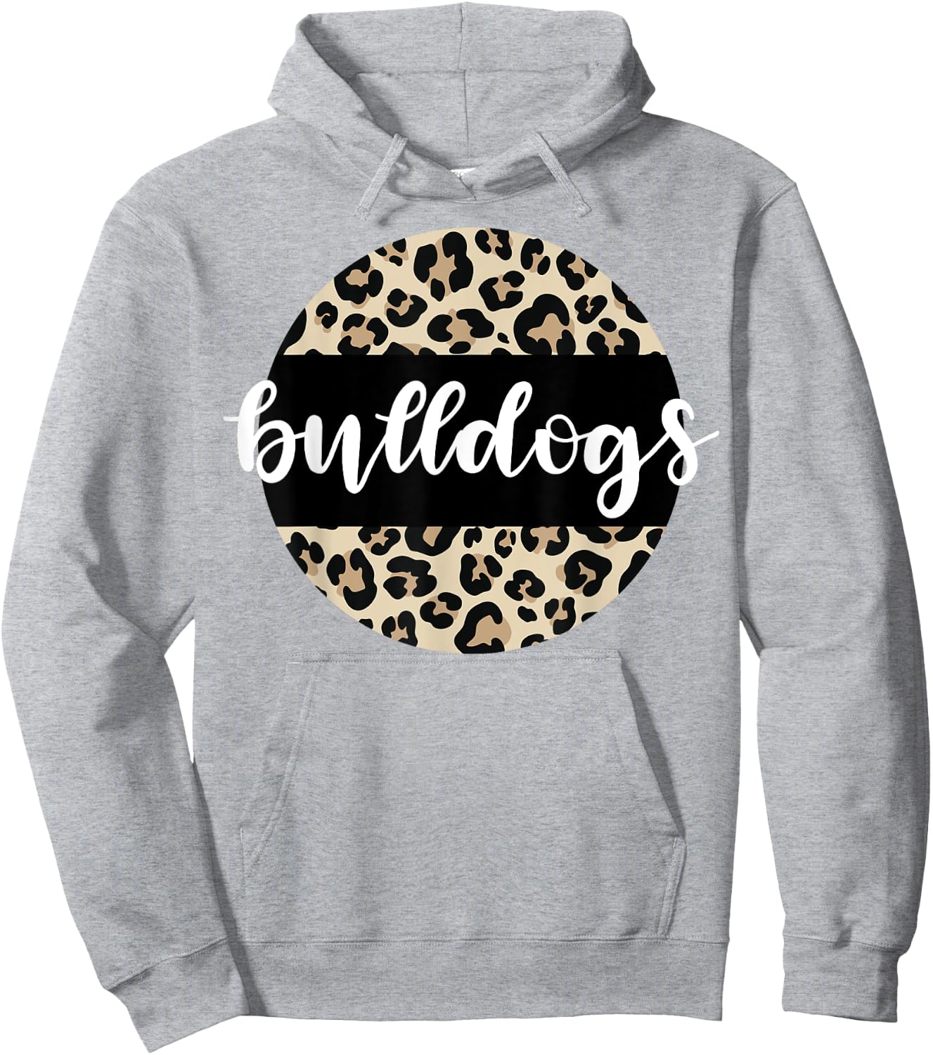 Leopard Print Bulldogs Team Mascot School Spirit Game Night Hoodie - Hoodie | Ash