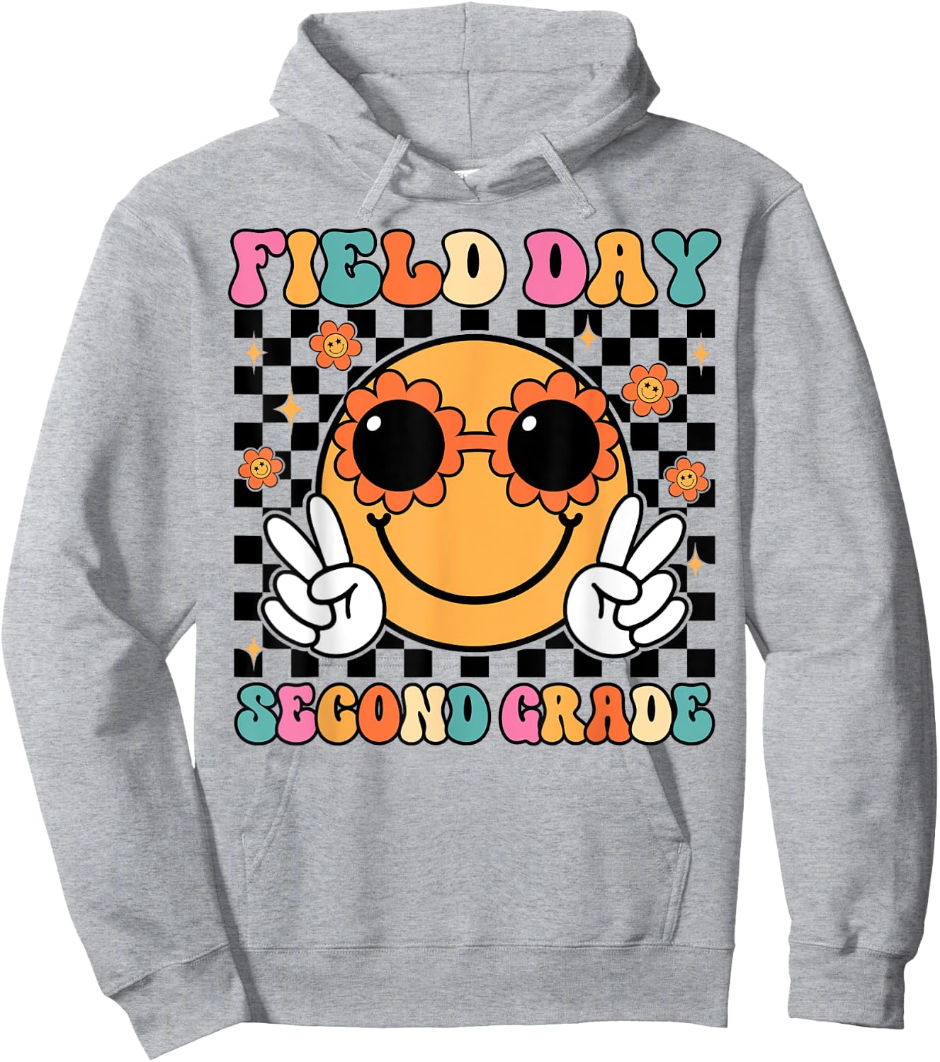 Field Day Second 2nd Grade Teacher Kids Trip School Groovy Hoodie - Hoodie | Ash