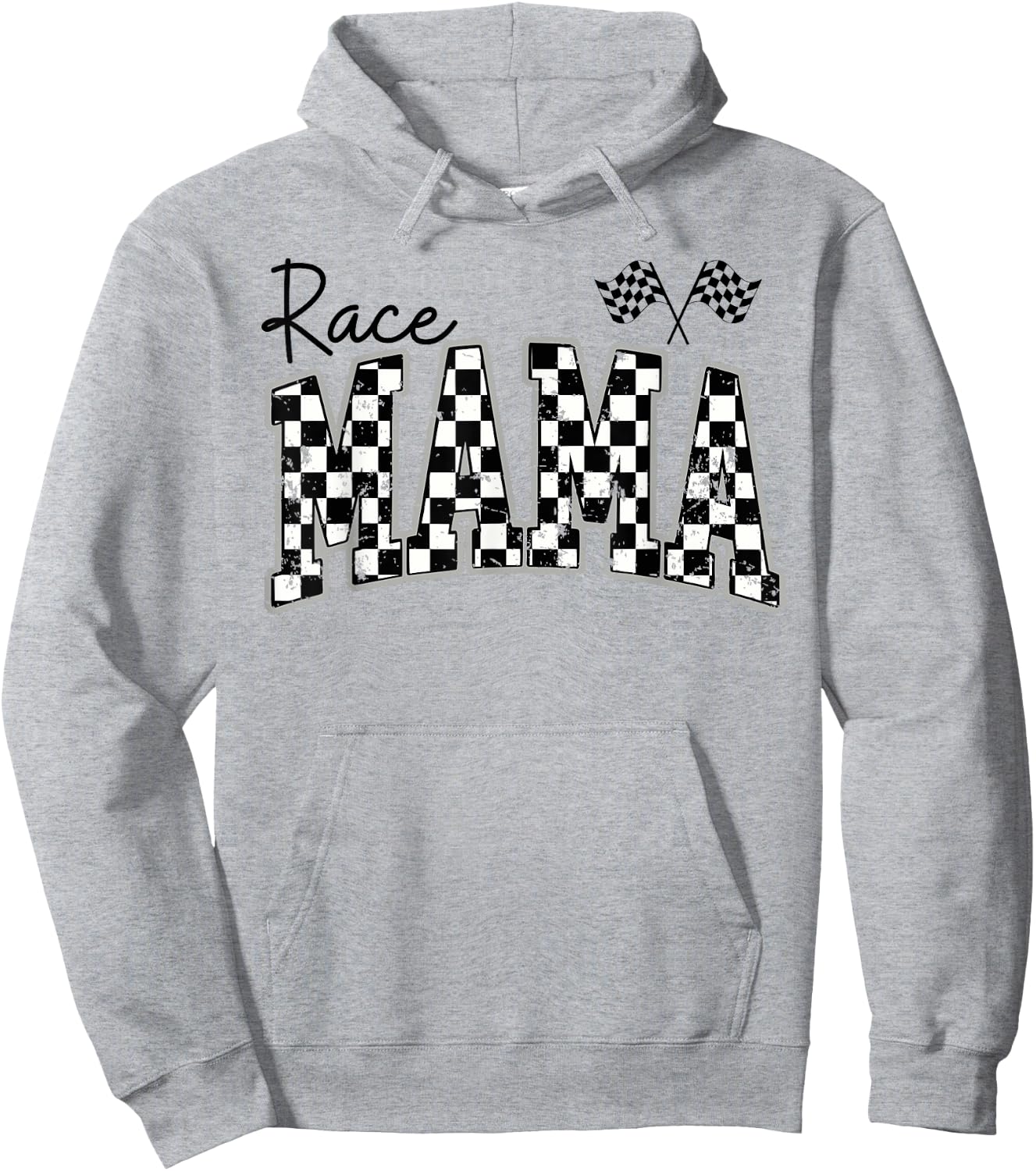 Race Mama Checkered Flag Racing Mom Hoodie - Hoodie | Ash