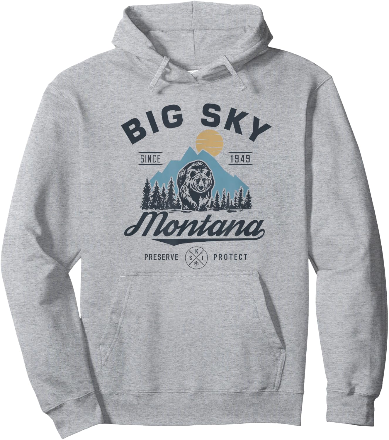 Big - Sky Montana snow Skiing trendy Retro lodge Hoodie - Hoodie | Ash