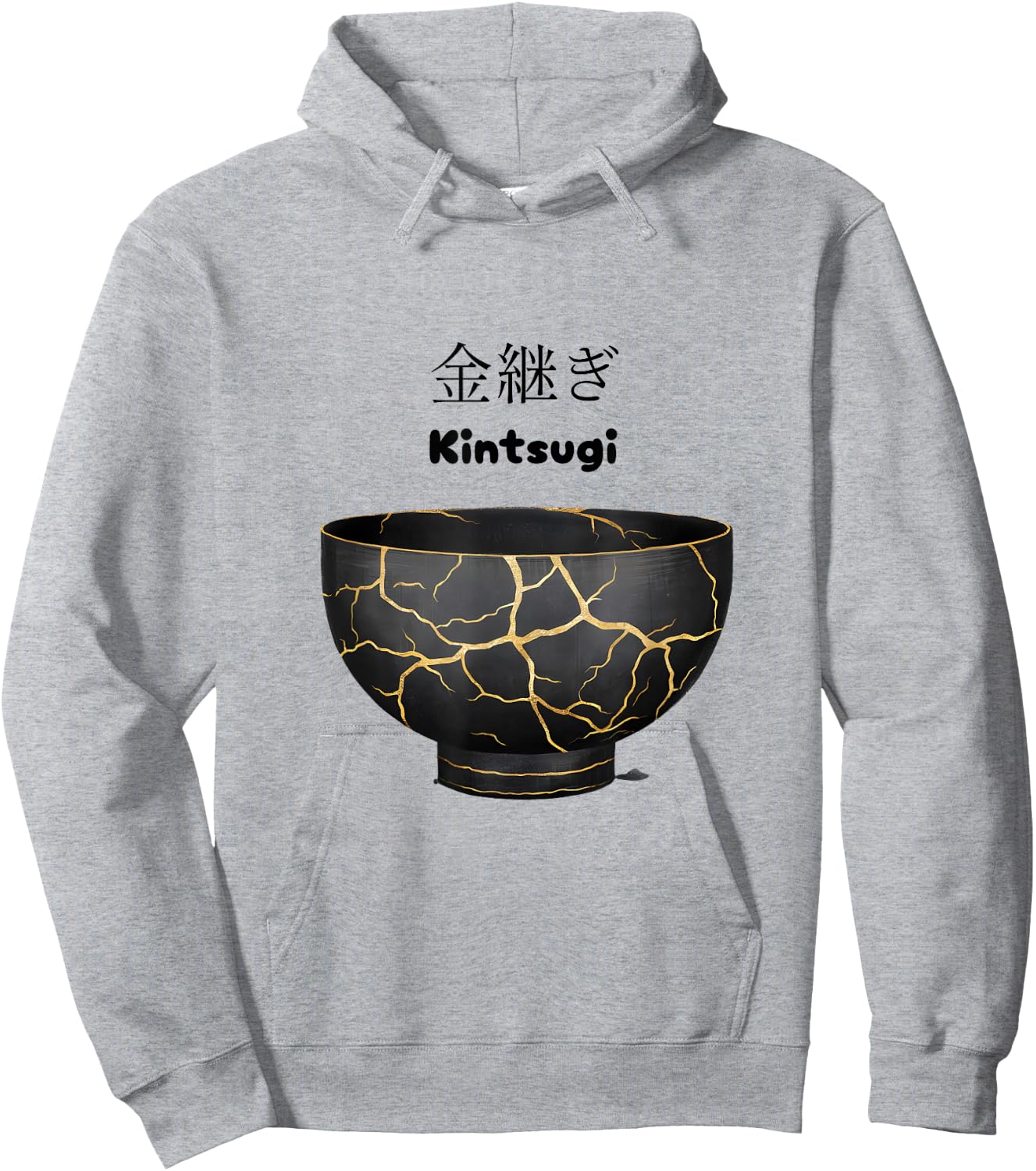 Japanese Kintsugi Bowl - Handcrafted Ceramic Art Hoodie - Hoodie | Ash