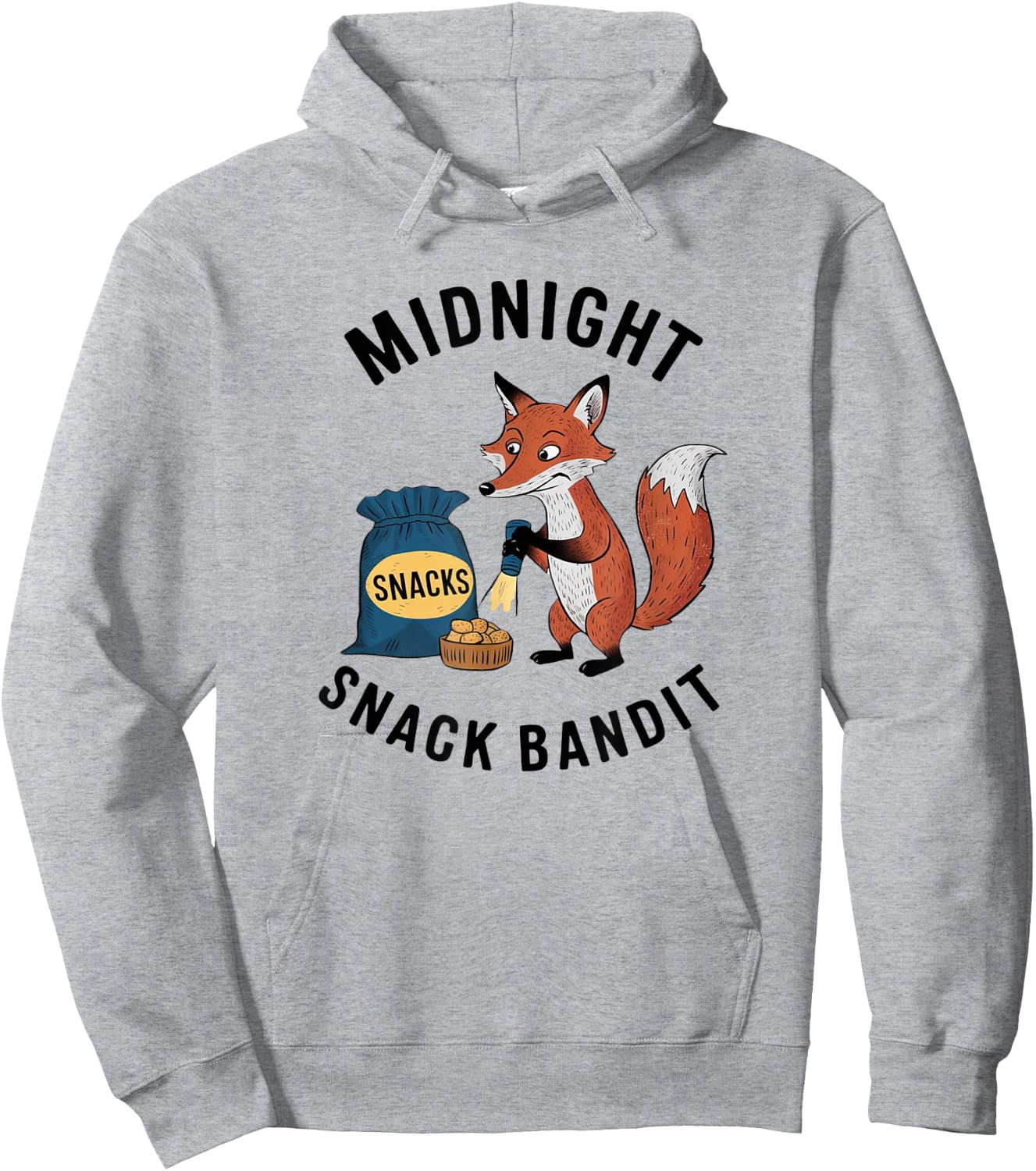 Midnight Snacks Bandit Funny Food Lover Snack Time Product Hoodie - Hoodie | Ash