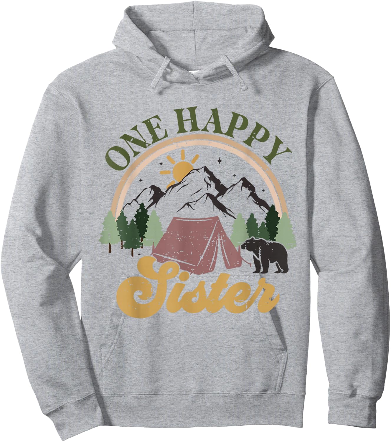Cute One Happy Camper Birthday Decorations One Happy Sister Hoodie - Hoodie | Ash