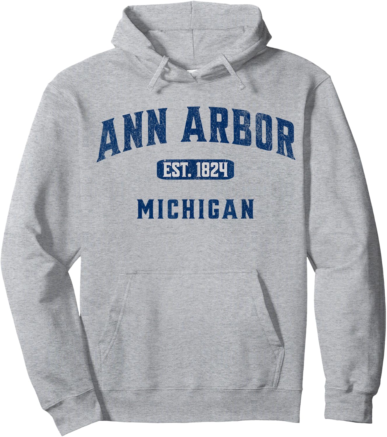 USA City Visit Ann Arbor Michigan Vintage Athletic Souvenir Hoodie - Hoodie | Ash