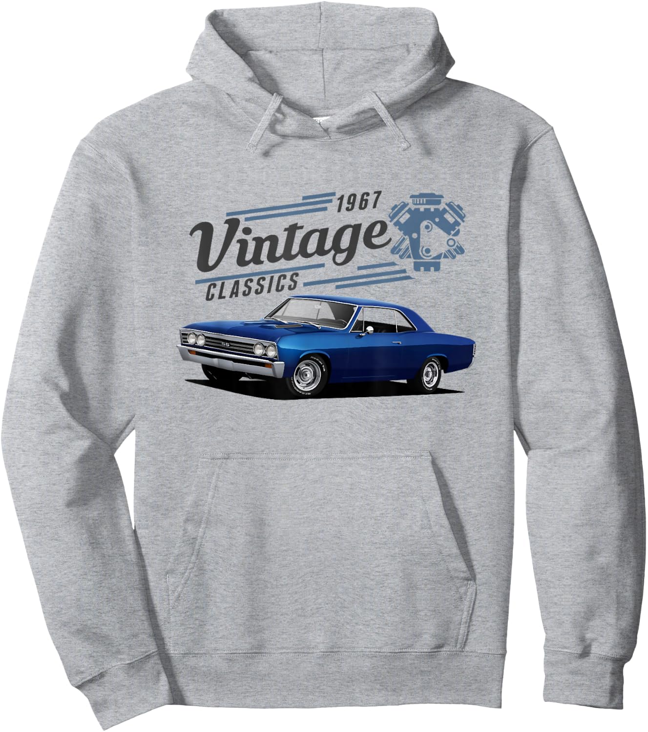 1967 67 Chevelle SS Trending Chevys Vintage Muscle Car Hoodie - Hoodie | Ash