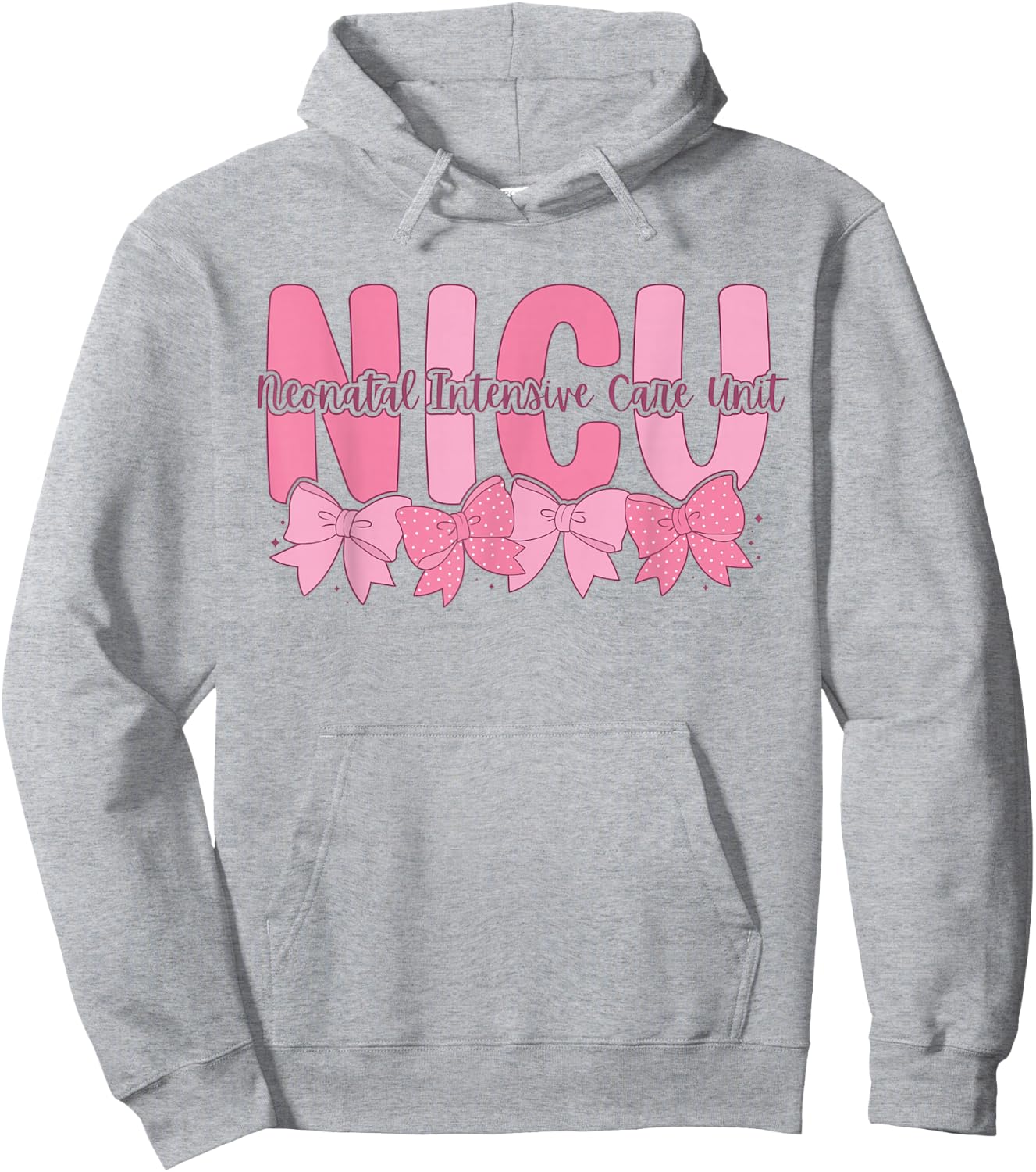 Coquette NICU Nurse Pink Bow Neonatal Intensive Care Unit Hoodie - Hoodie | Ash