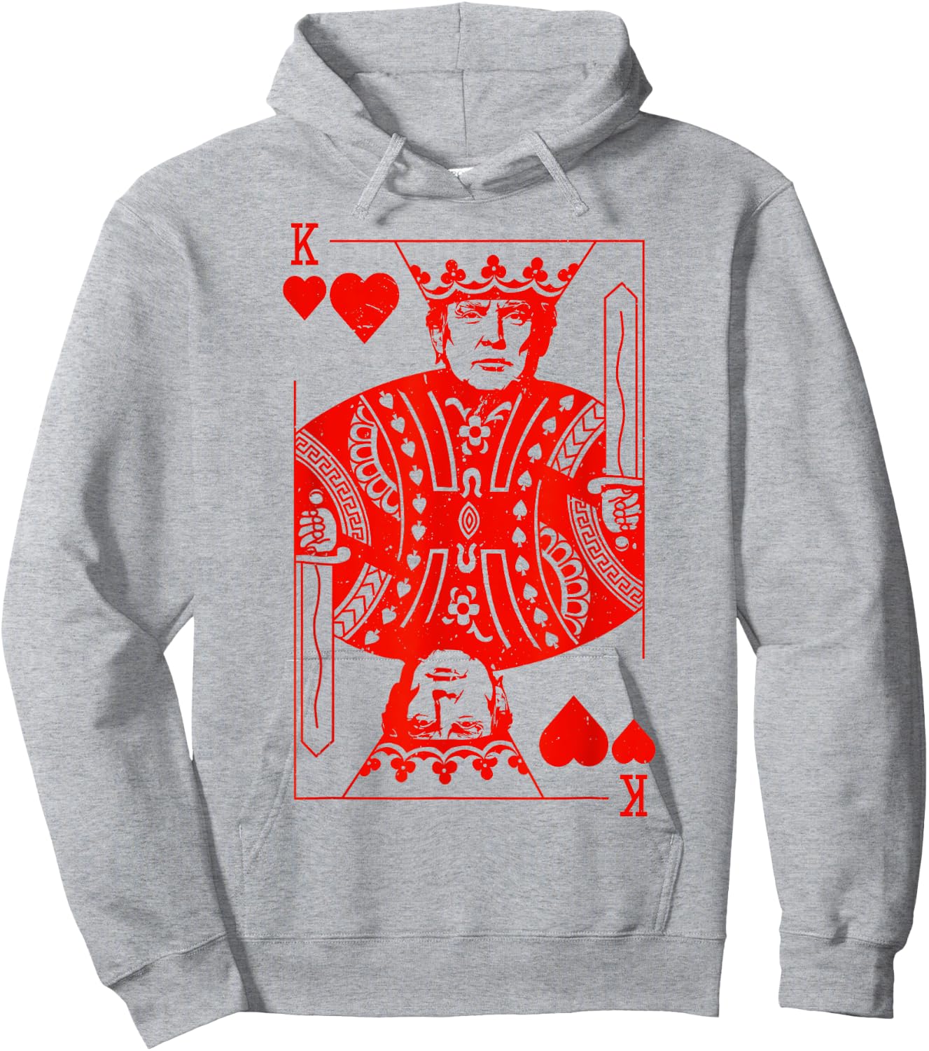 Trump King K of Hearts Playing Card Patriotic Trump 2024 Women Kids Men Hoodie - Hoodie | Ash