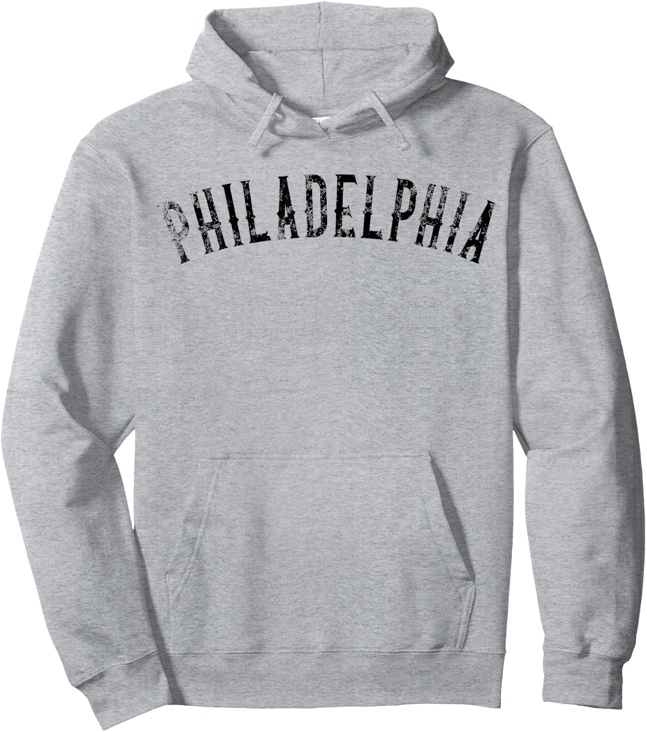 Vintage Philadelphia Distressed Philly Black Text Apparel Hoodie - Hoodie | Ash