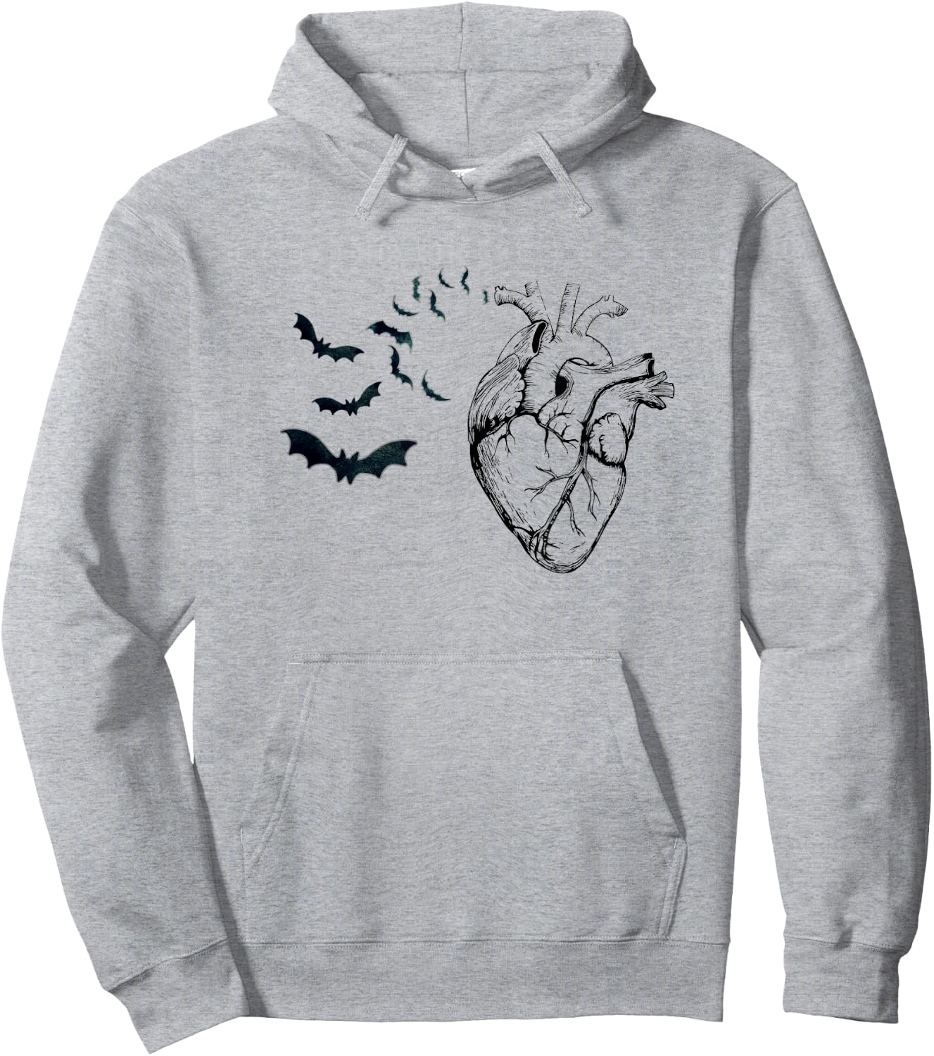 Cool Anatomical Heart With Bats Halloween Cardiac Anatomy Hoodie - Hoodie | Ash