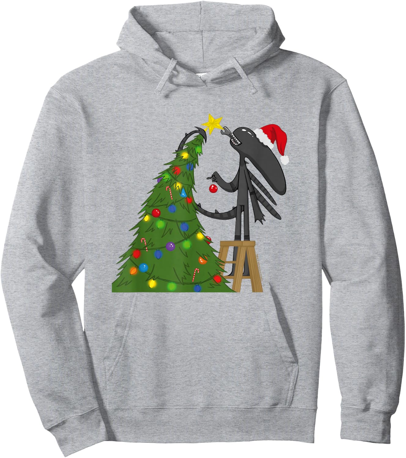 Aliens Cute Animated Xen Ready For Christmas Big Chest Logo Hoodie - Hoodie | Ash
