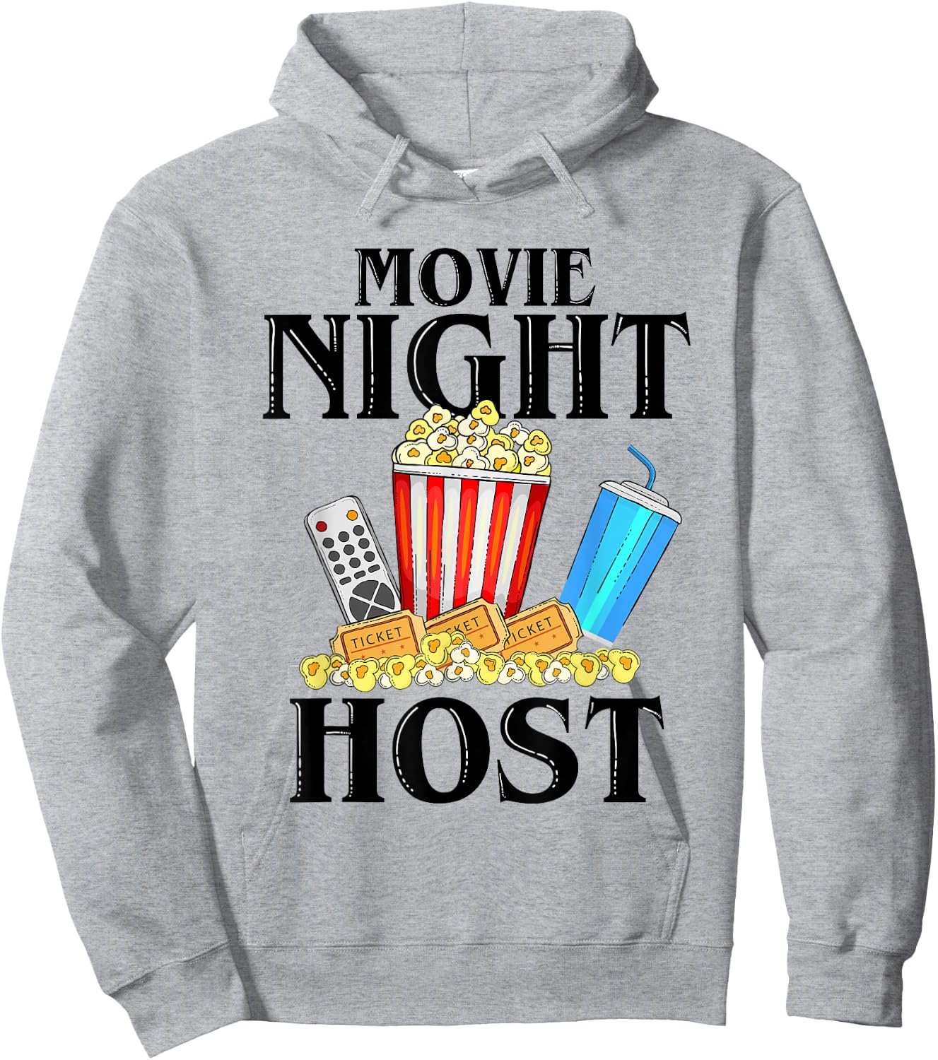 Movie Night Host Family Movie Night Popcorn Hoodie - Hoodie | Ash