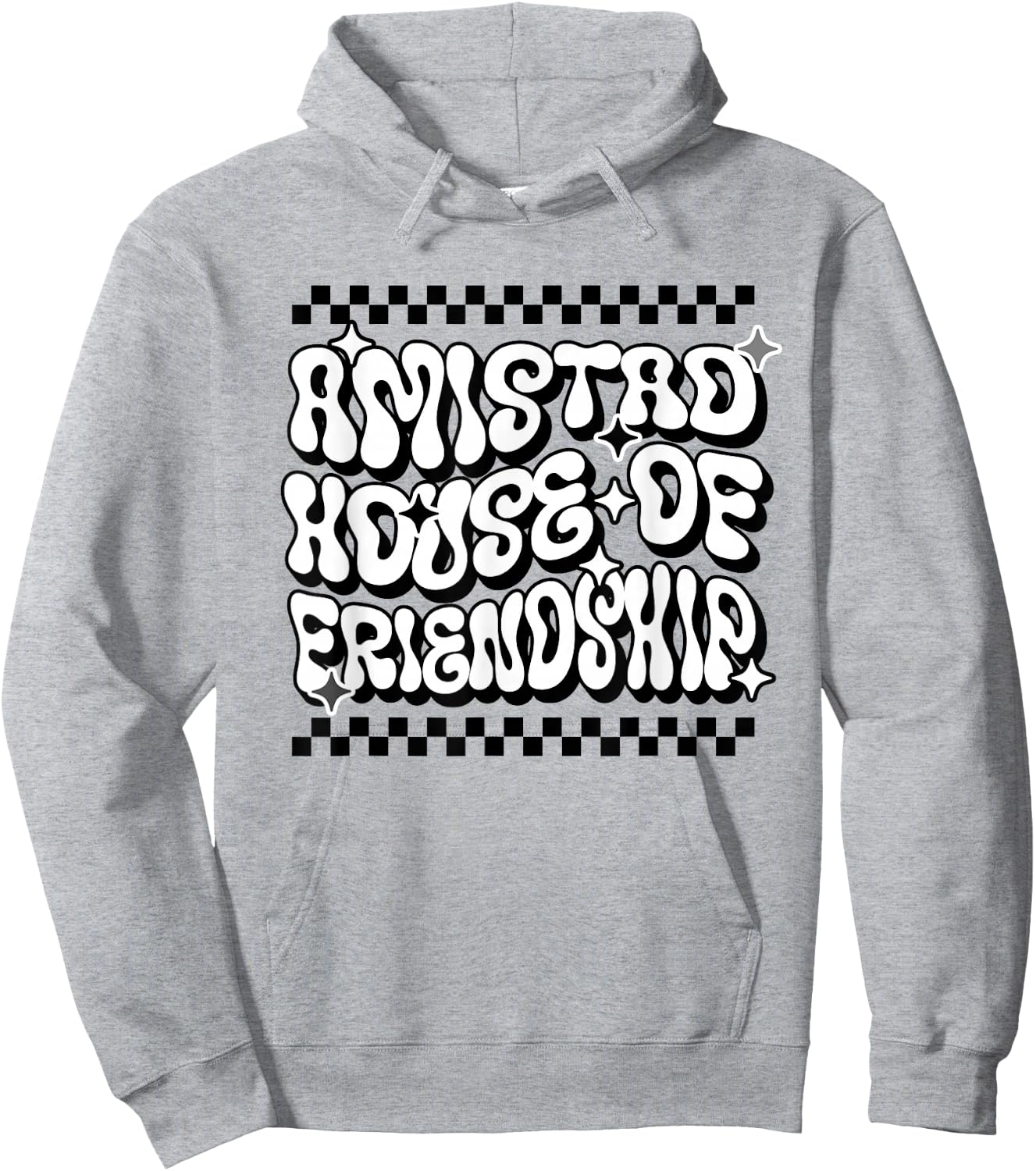 AMISTAD House Of Friendship Red Retro Groovy Social AMISTAD Hoodie - Hoodie | Ash