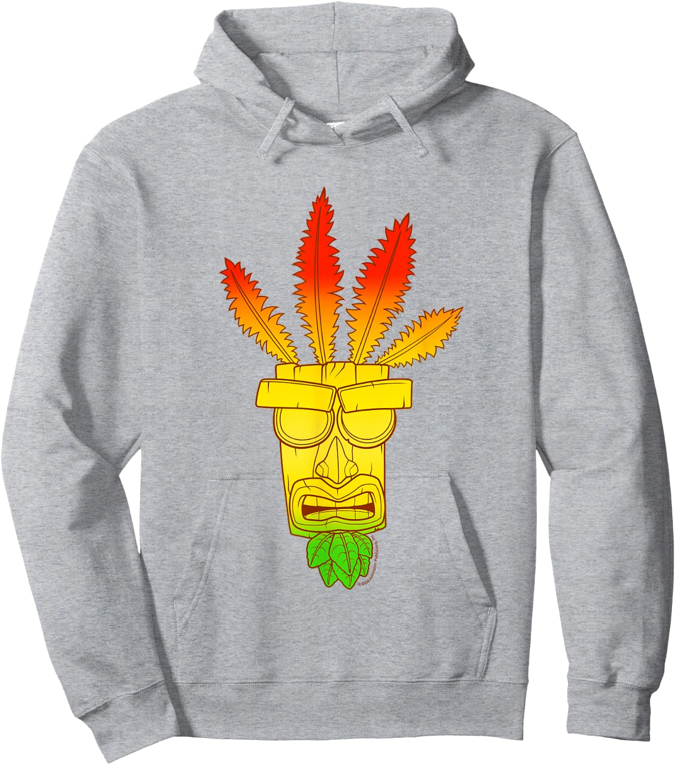 Crash Bandicoot Aku Aku Gradient Colors Chest Logo Hoodie - Hoodie | Ash
