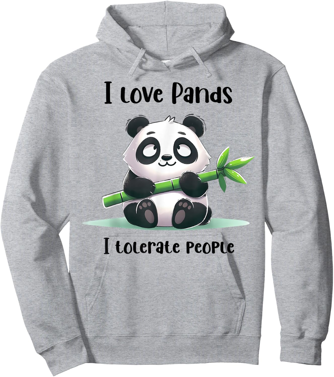 Funny Retro Sarcasm Quote I Love Pandas I Tolerate People Hoodie - Hoodie | Ash