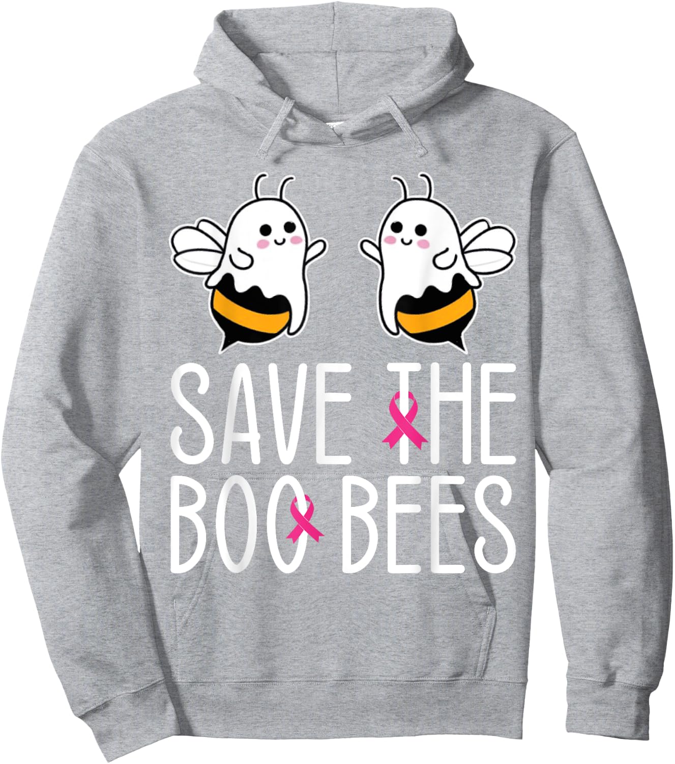 Save The Boo bees Breast Cancer Awareness Halloween Women Hoodie - Hoodie | Ash