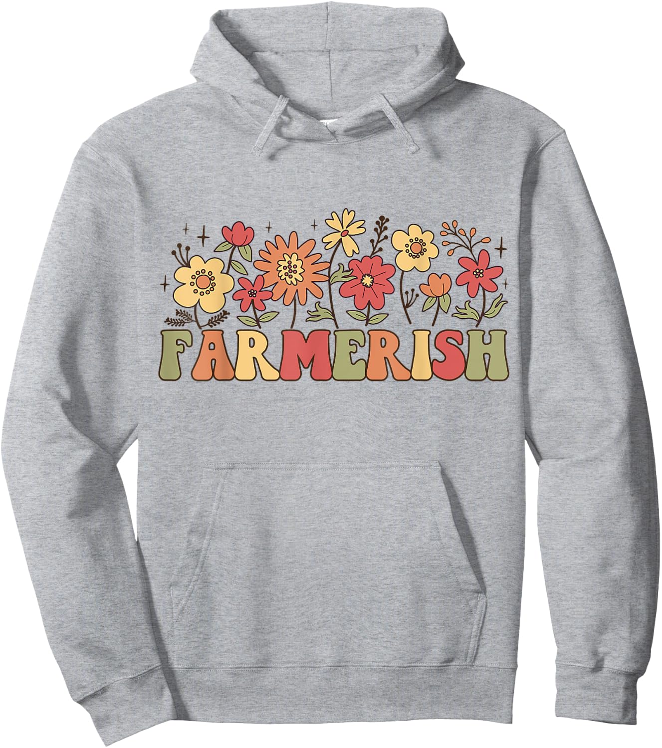 Farmerish Groovy Retro Floral Farmer Wife Daughter Hoodie - Hoodie | Ash
