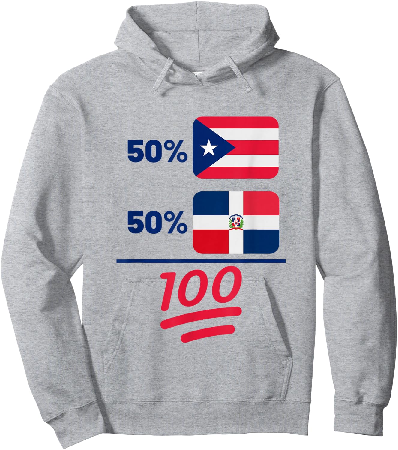 Puerto Rican Plus Dominican Heritage Nationality Flag Hoodie - Hoodie | Ash