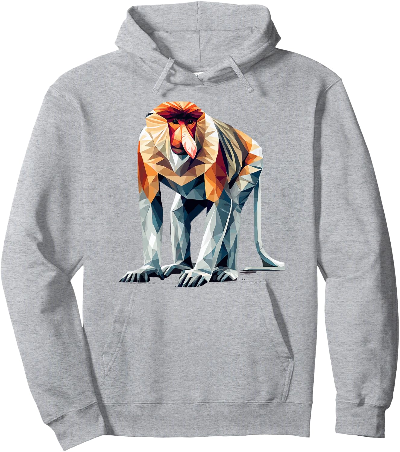 Geometric Art Proboscis Monkey Long-Nosed Monkey Hoodie - Hoodie | Ash