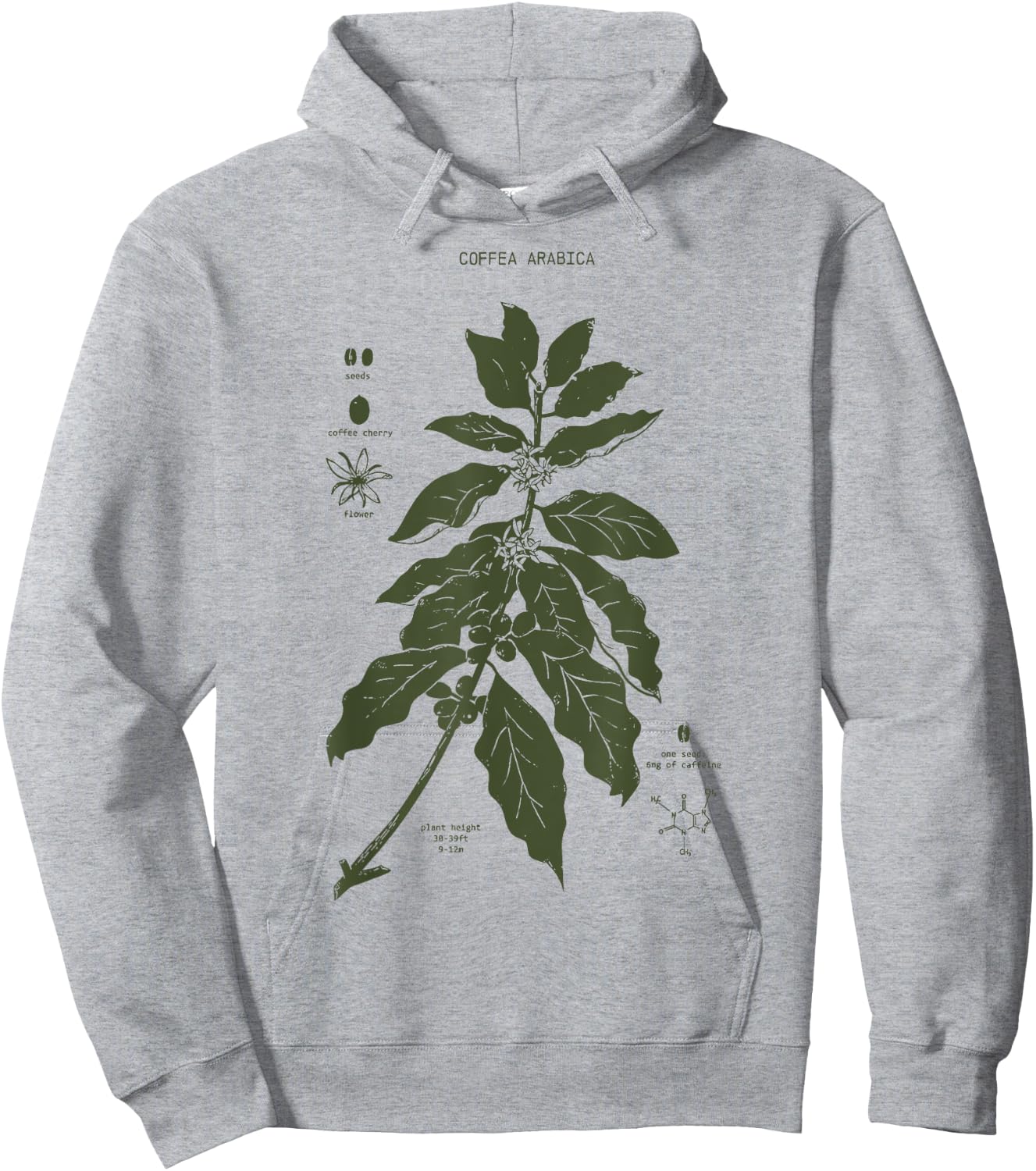 Vintage Coffee Plant Diagram Coffee Arabica Botanical Hoodie - Hoodie | Ash