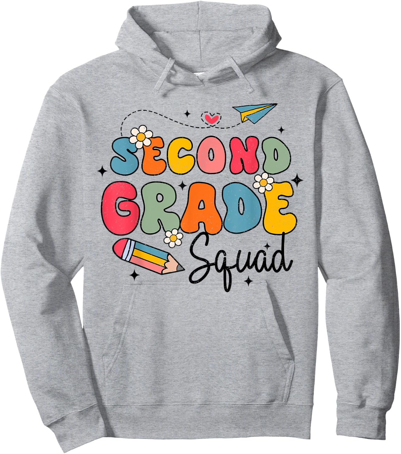 2nd Second Grade Squad Student Teacher Back To School Groovy Hoodie - Hoodie | Ash