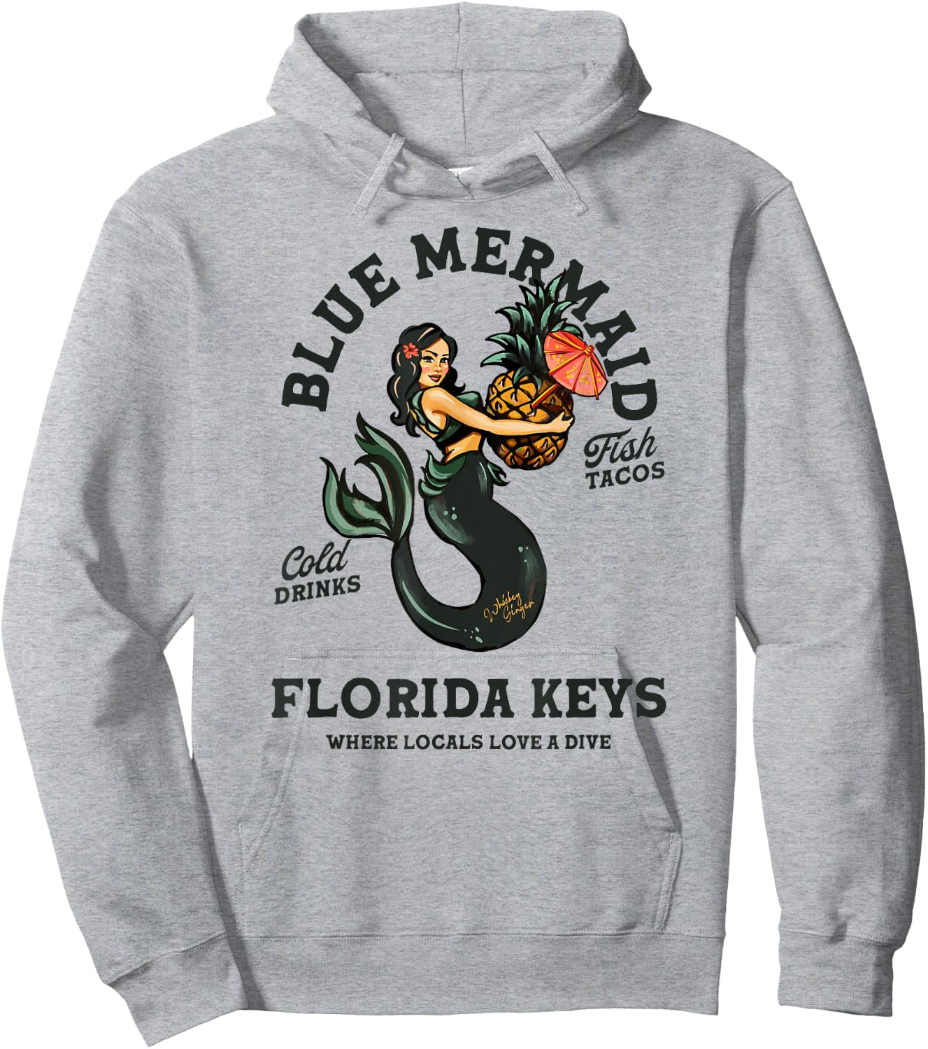 Florida Keys Tiki Bar Mermaid Shirt Pin Up Beach Mermaids Hoodie - Hoodie | Ash