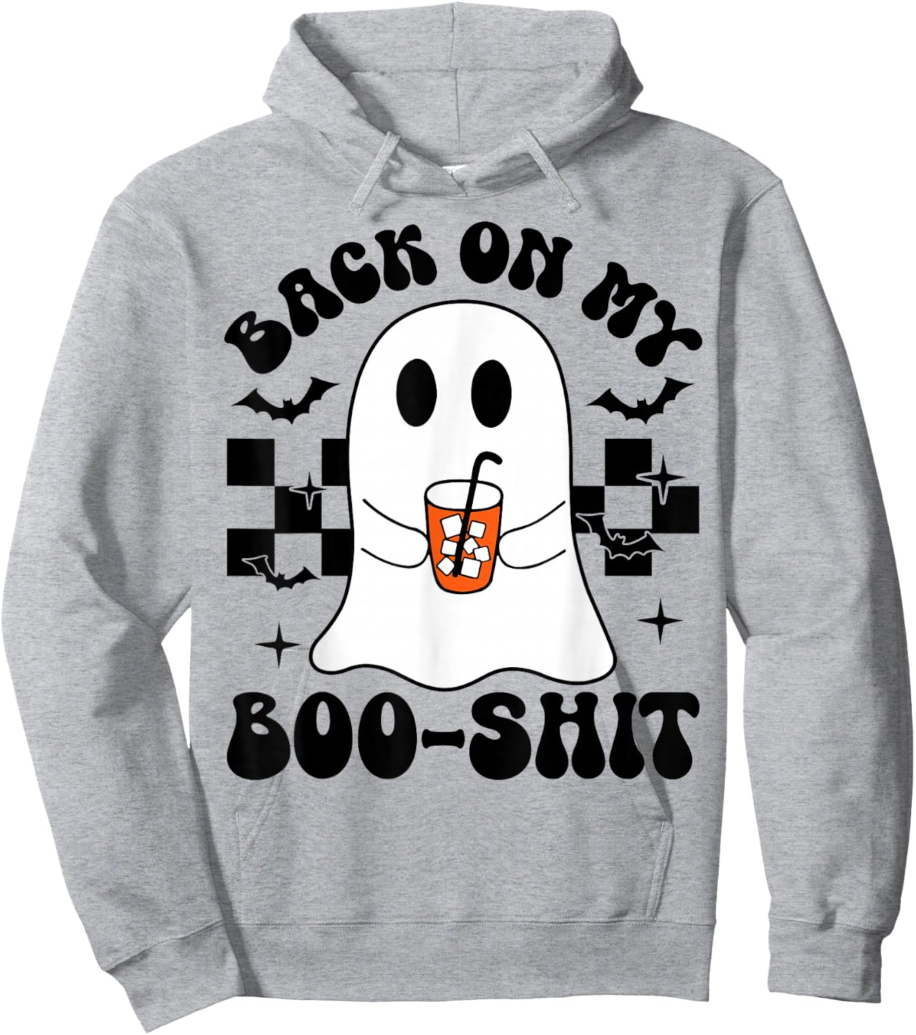 Funny Back On My Boo-Shit Cute Ghost Halloween Spooky Season Hoodie - Hoodie | Ash