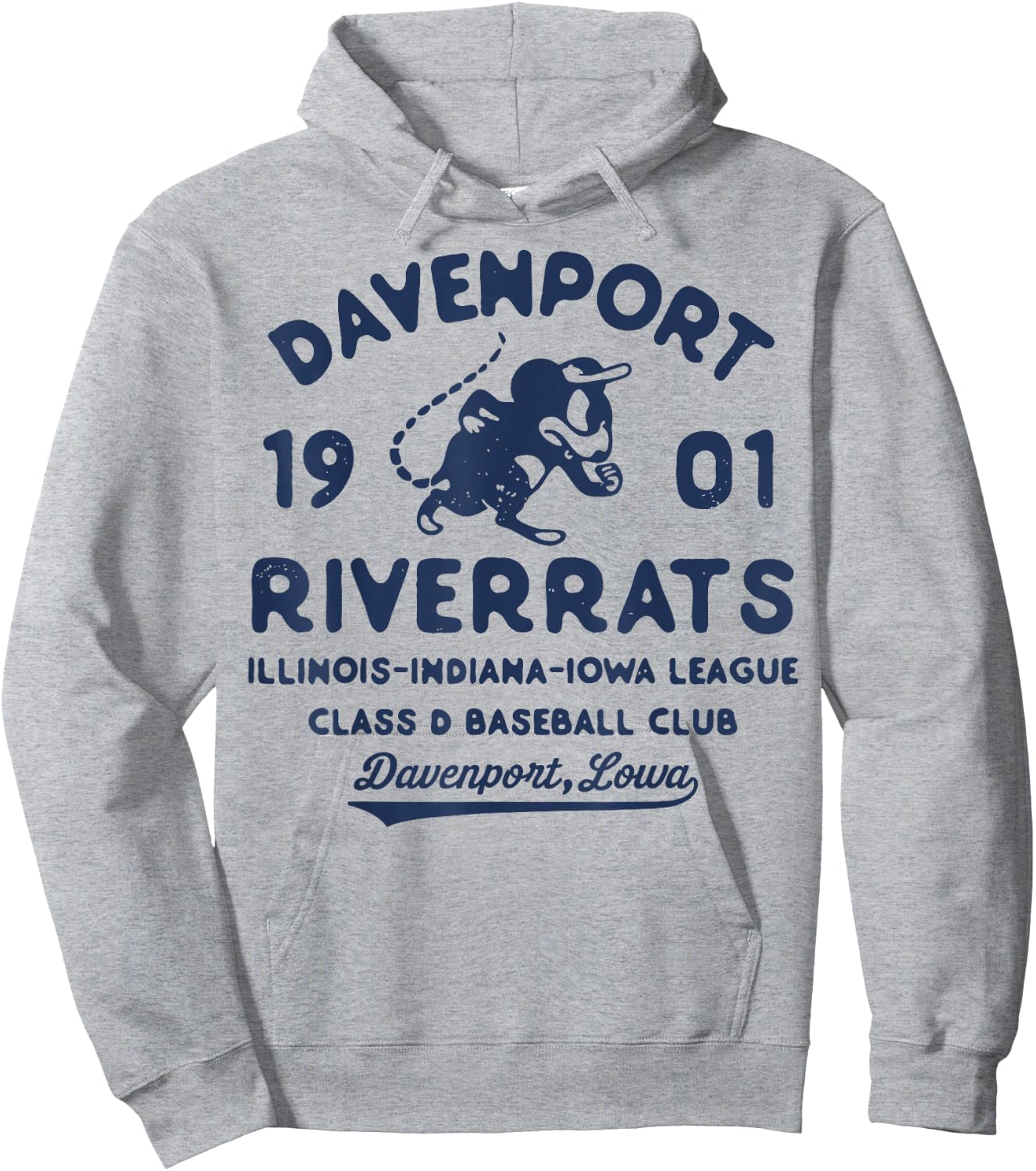 Davenport River Rats Iowa Vintage Defunct Baseball Hoodie - Hoodie | Ash