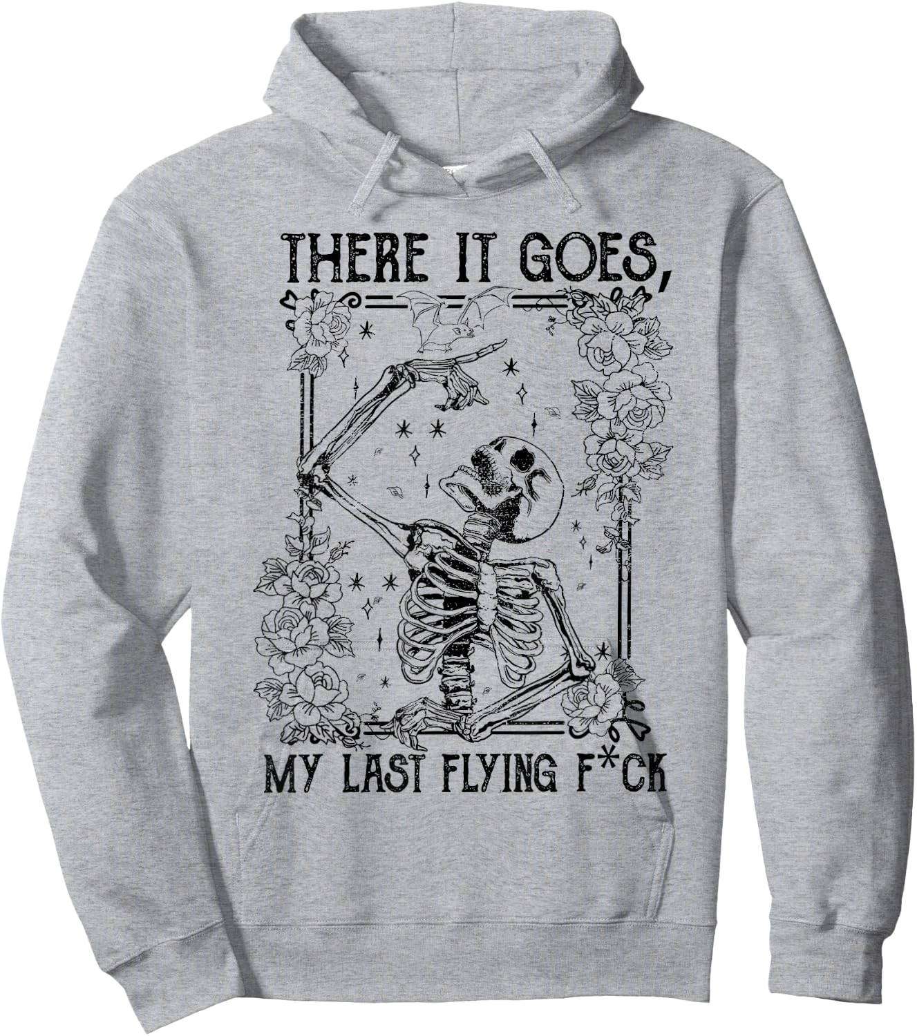 There It Goes My Last Flying Fuck Skeletons Funny Halloween Hoodie - Hoodie | Ash