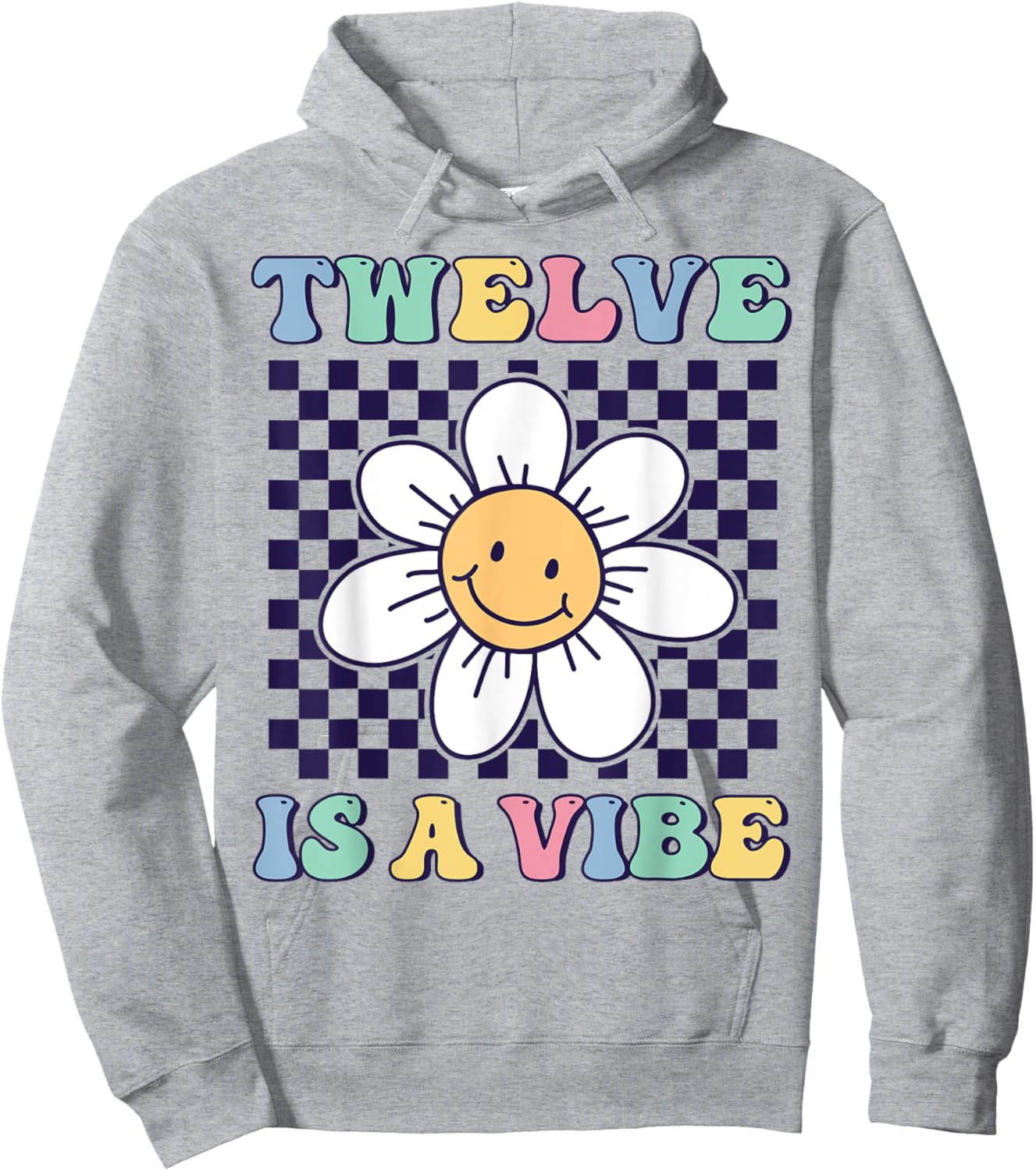 Twelve Is A Vibe Groovy 12th Birthday Party Daisy Flower Hoodie - Hoodie | Ash