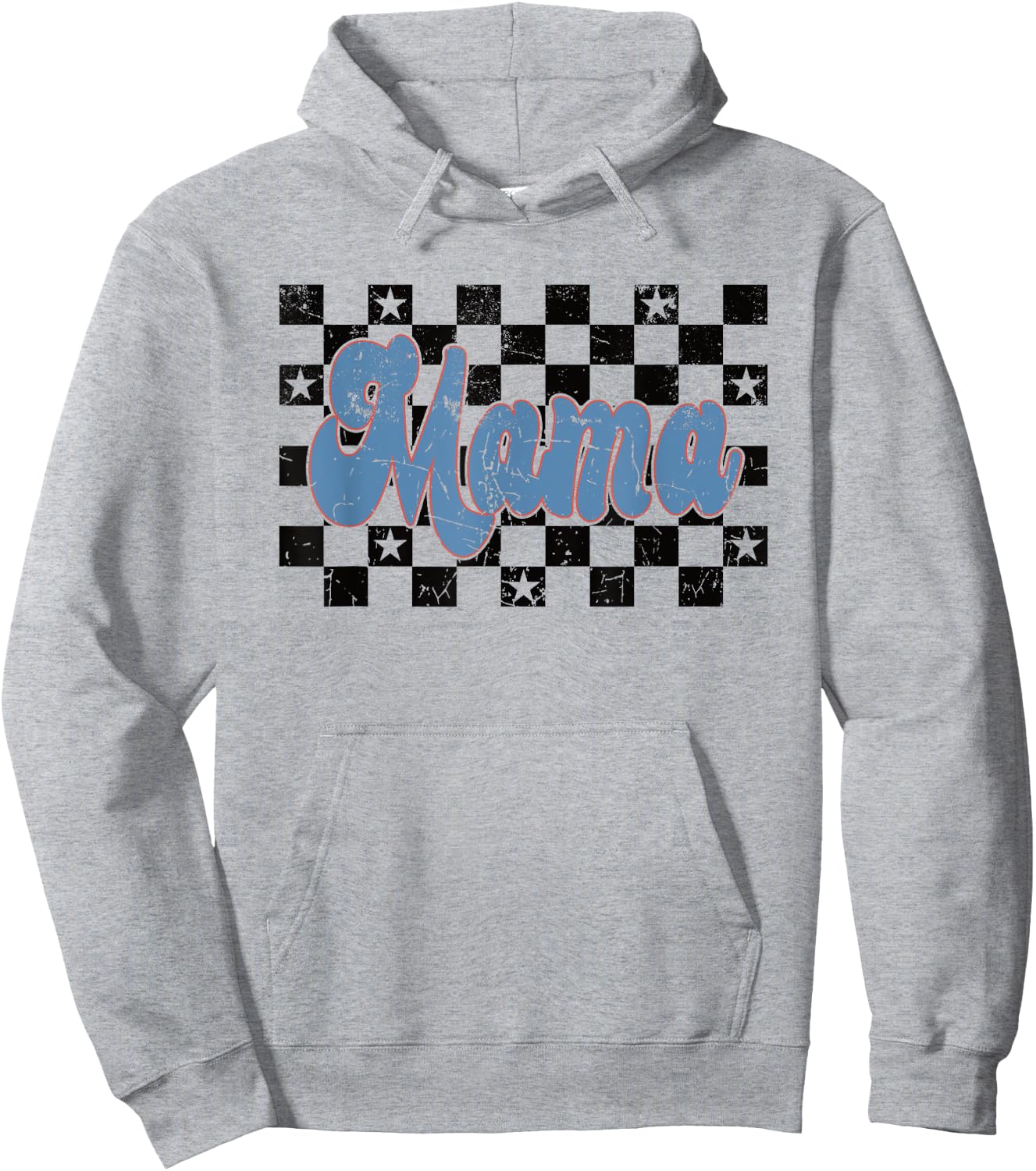 Checkered Mama Mom Mother Women Check Pattern Retro Vintage Hoodie - Hoodie | Ash