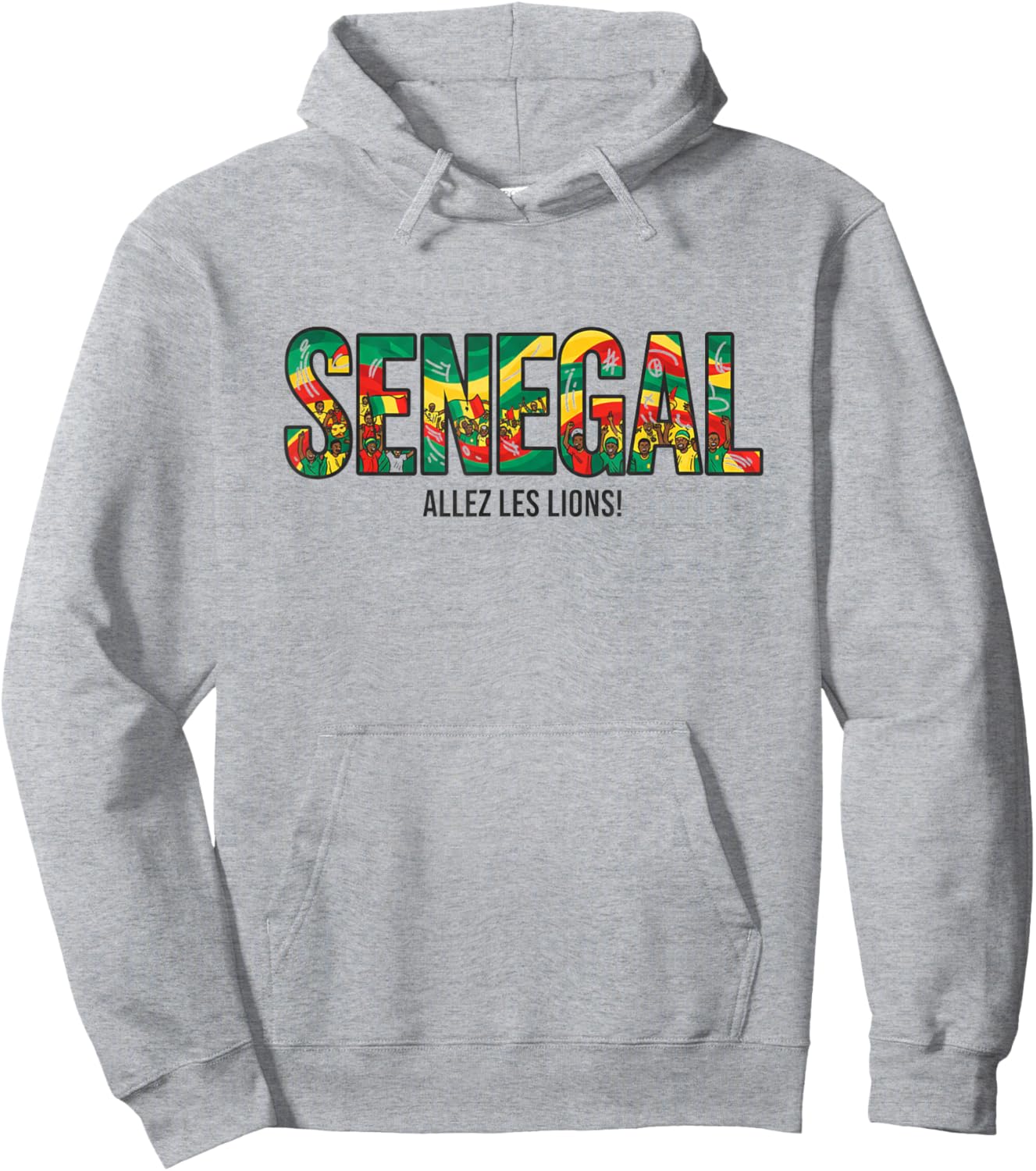 Maillot de Supporter de Football 2026 Sénégal Allez Les Lions Hoodie - Hoodie | Ash
