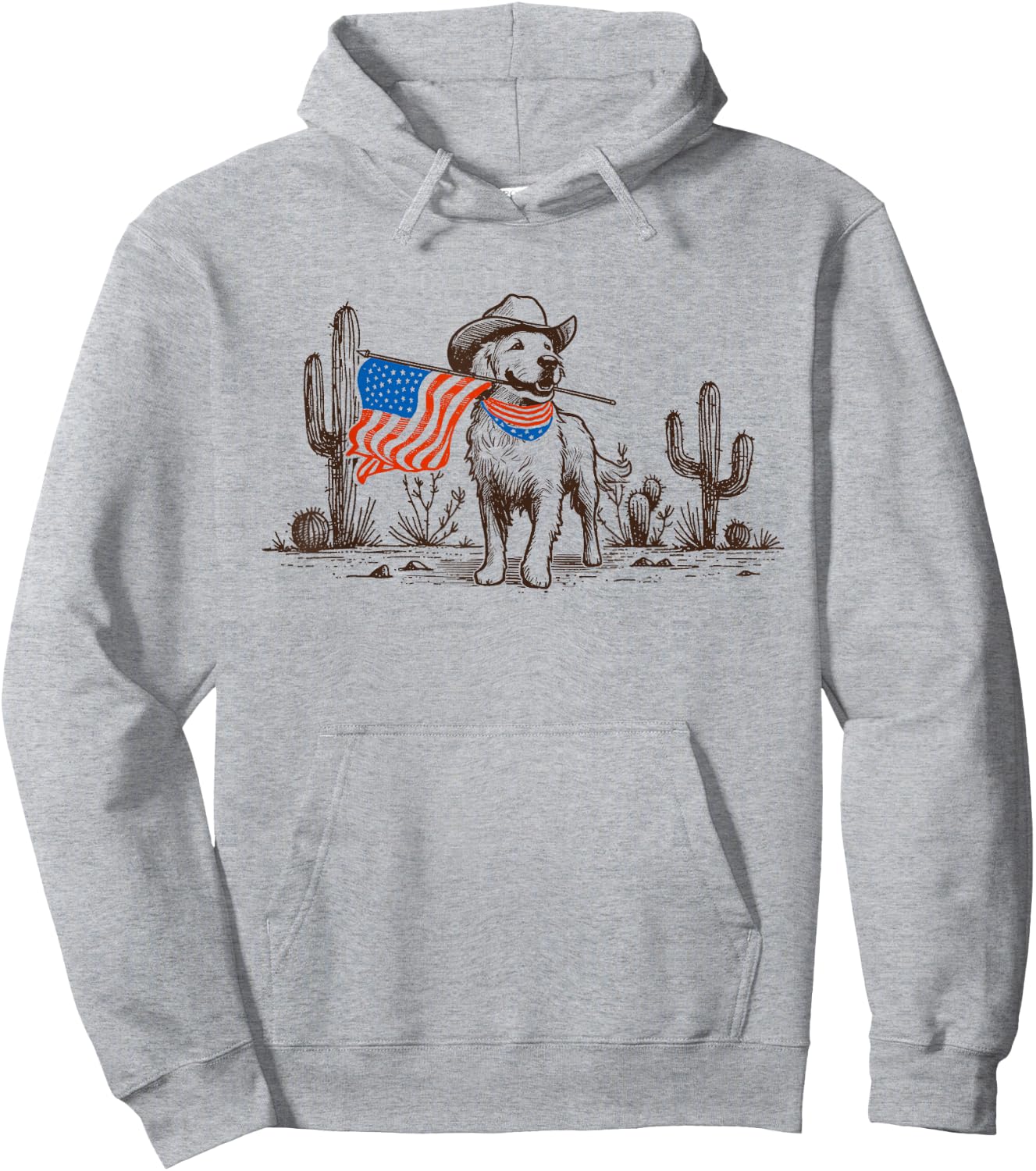 Dog American Flag Dog Cowboy For Dog Dad Men Hoodie - Hoodie | Ash