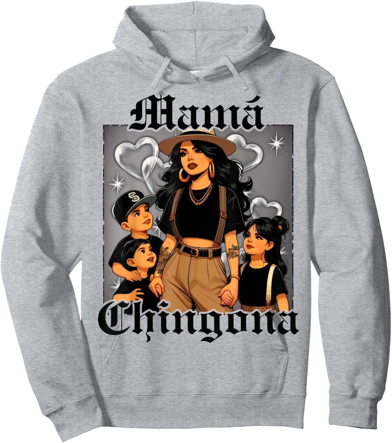 Mama chingona mom of 2 boys and 1 girl Hoodie - Hoodie | Ash