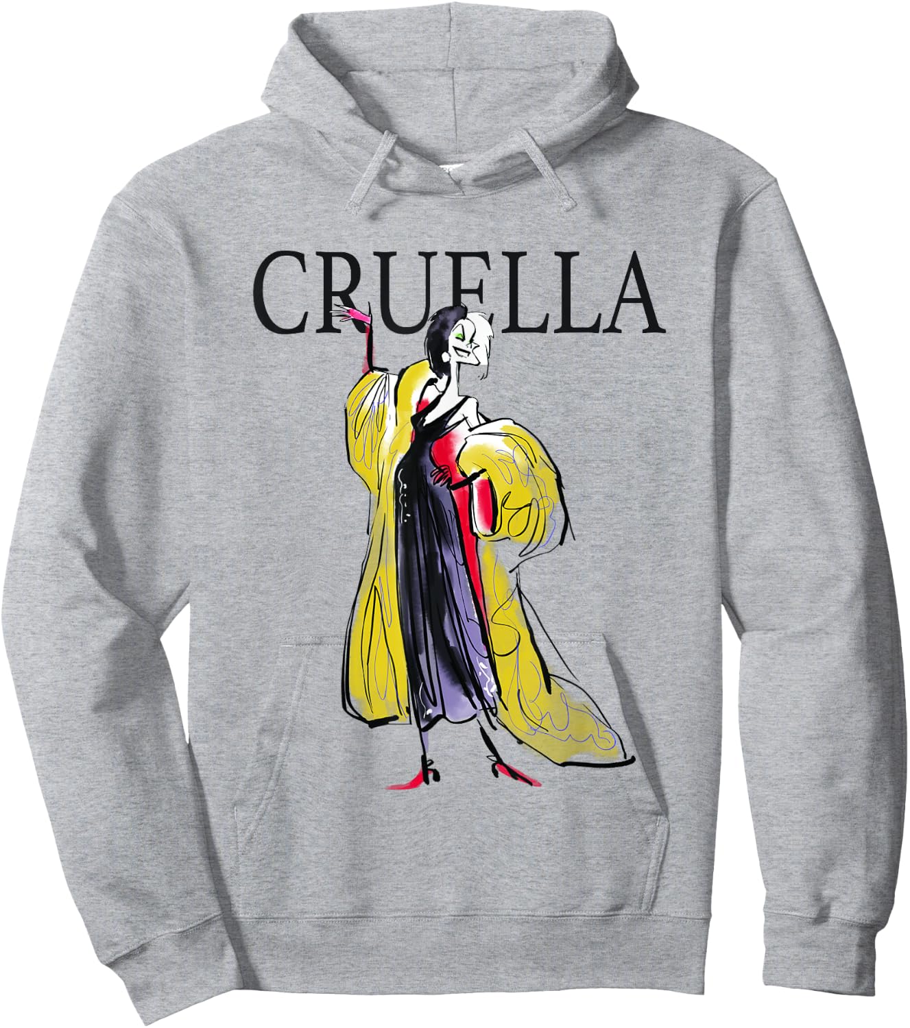 Disney 101 Dalmatians Cruella de Vil Sassy Retro Sketch Hoodie - Hoodie | Ash