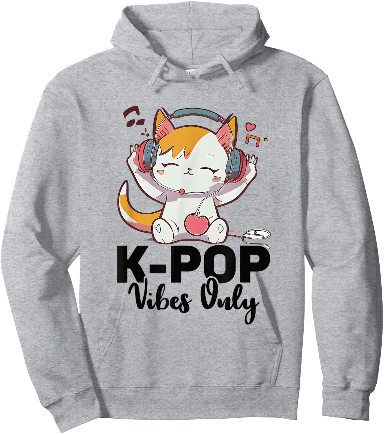Kpop Vibes Only Merchandise Cat K-Pop Fashion Fangirls Hoodie - Hoodie | Ash