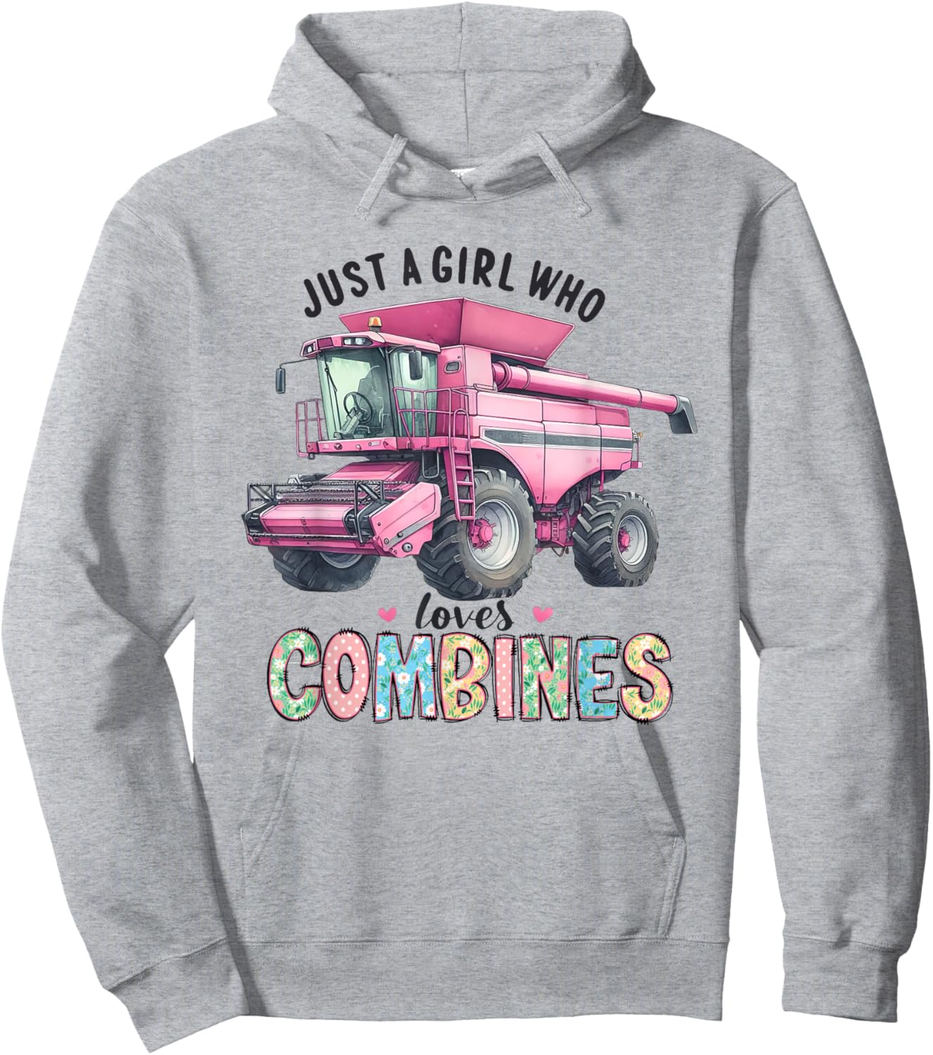 Farm Combine Just a Girl Who Loves Combines Pink Combine Hoodie - Hoodie | Ash