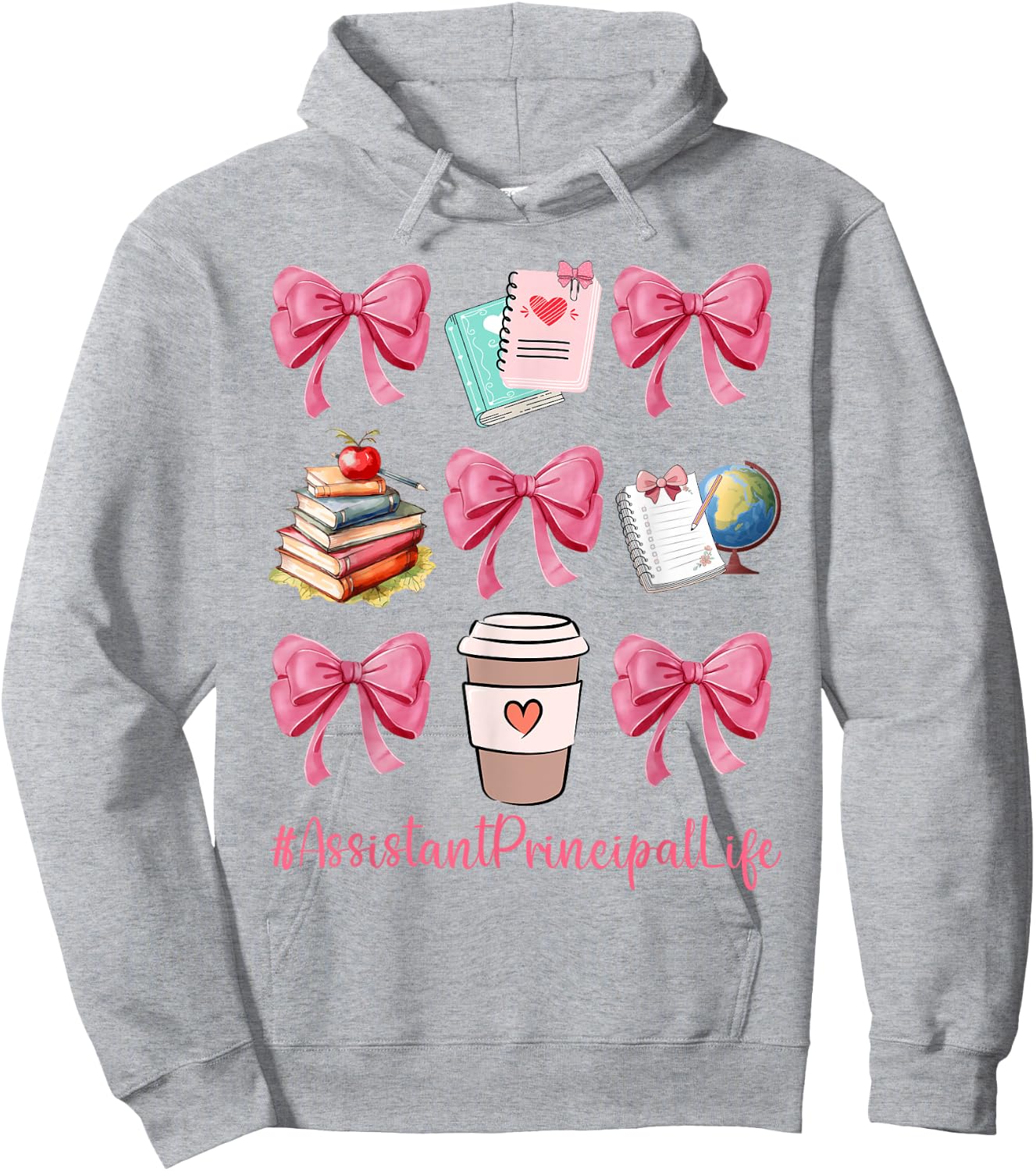 Cute Coquette Bows Assistant Principal Life Back To School Hoodie - Hoodie | Ash