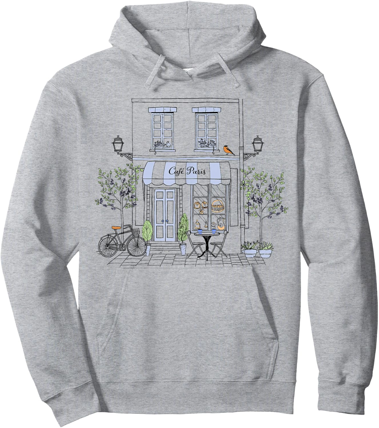 Cute French Coffee Café Paris Graphic Drawing Souvenir Hoodie - Hoodie | Ash