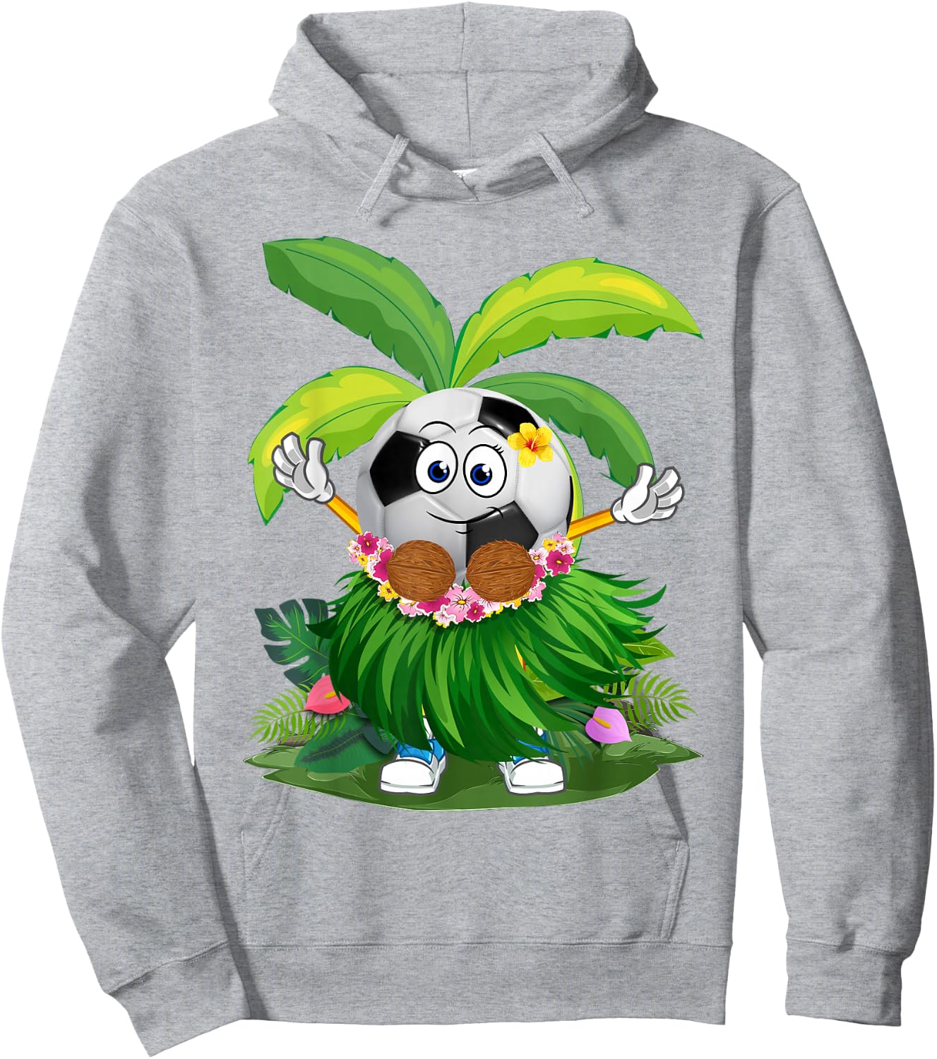 Funny Hawaii Soccer Ball Hawaiian Tropical Summer Vacation Hoodie - Hoodie | Ash