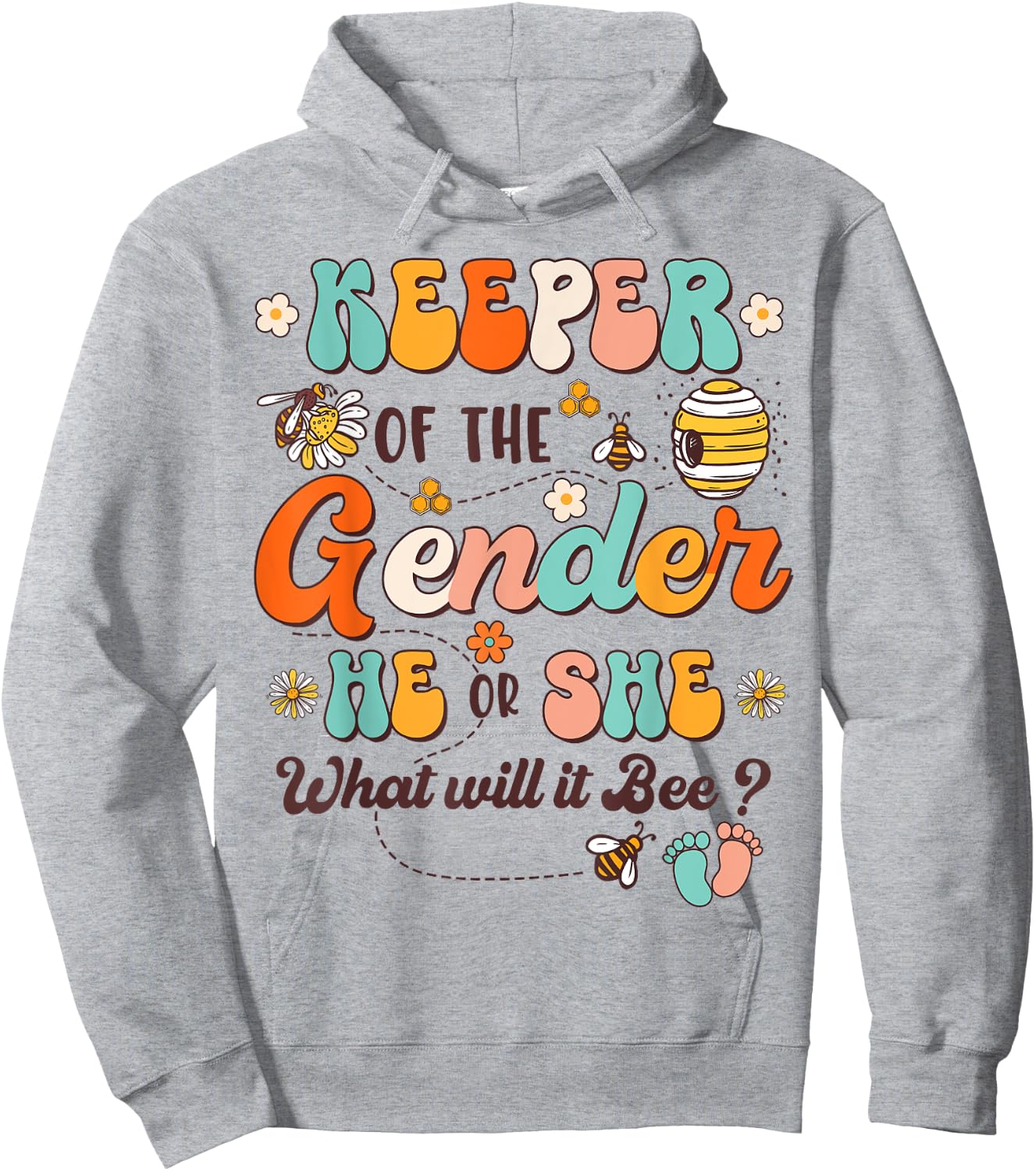 Keeper of Gender Reveal He or She What Will it Bee Retro Hoodie - Hoodie | Ash