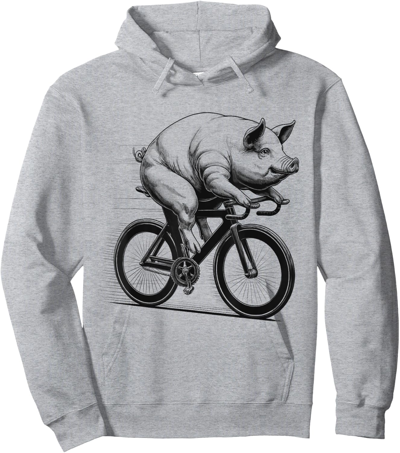Pig Riding Bike Biker Bicycle Lover Biking Hoodie - Hoodie | Ash