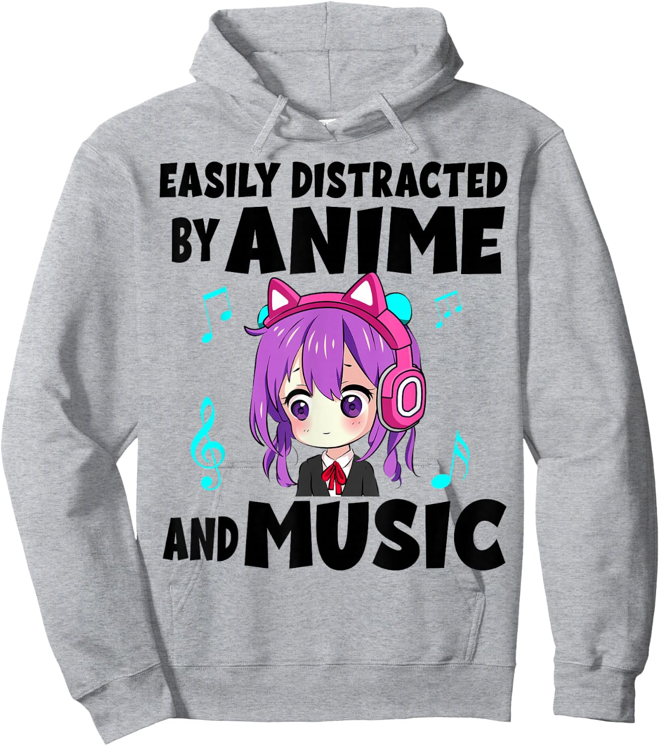 funny Anime and Music Girl for Teen chibi graphic Anime girl Hoodie - Hoodie | Ash
