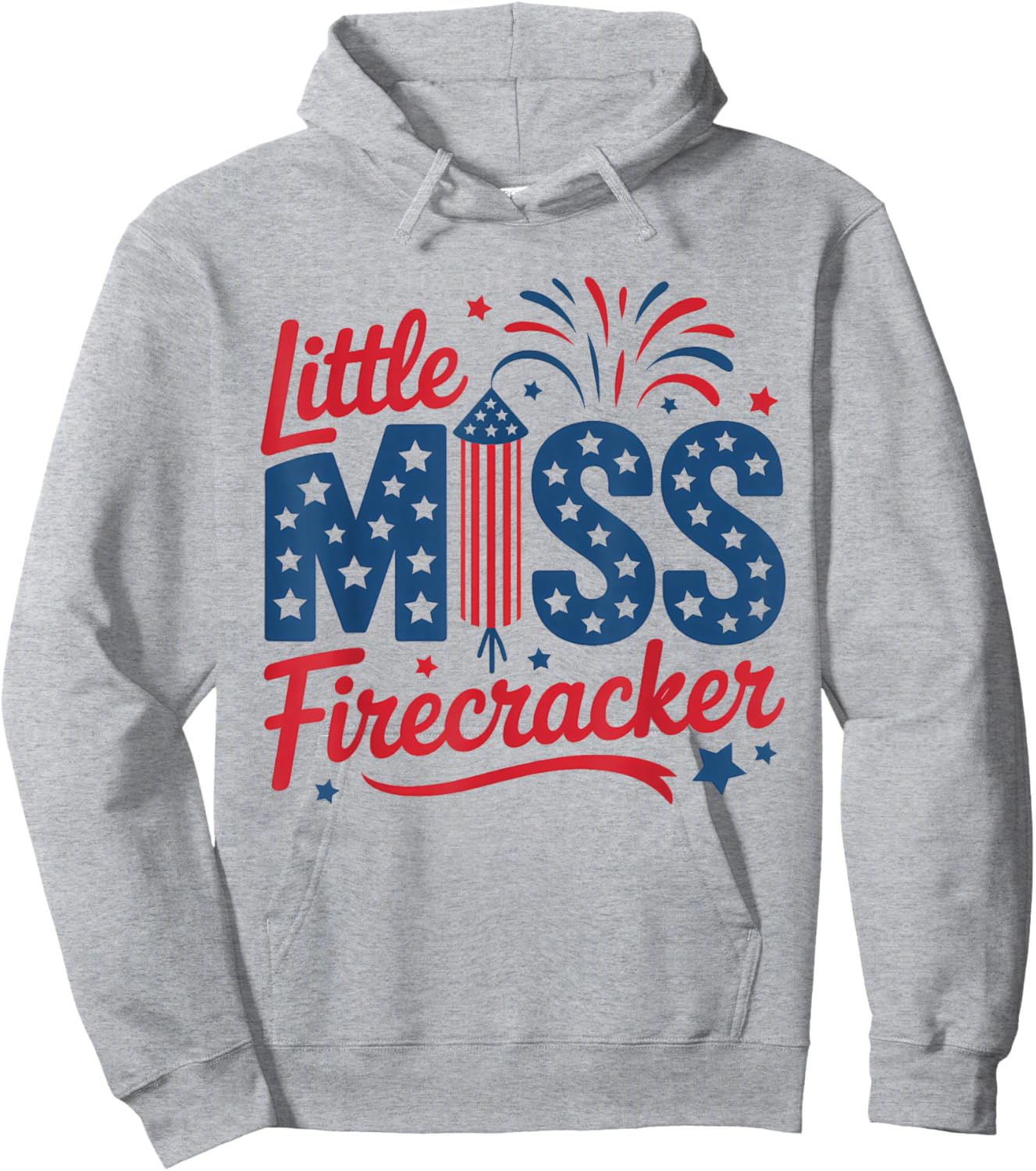 Little Miss Firecracker 4th Of July American Flag Girls Kids Hoodie - Hoodie | Ash