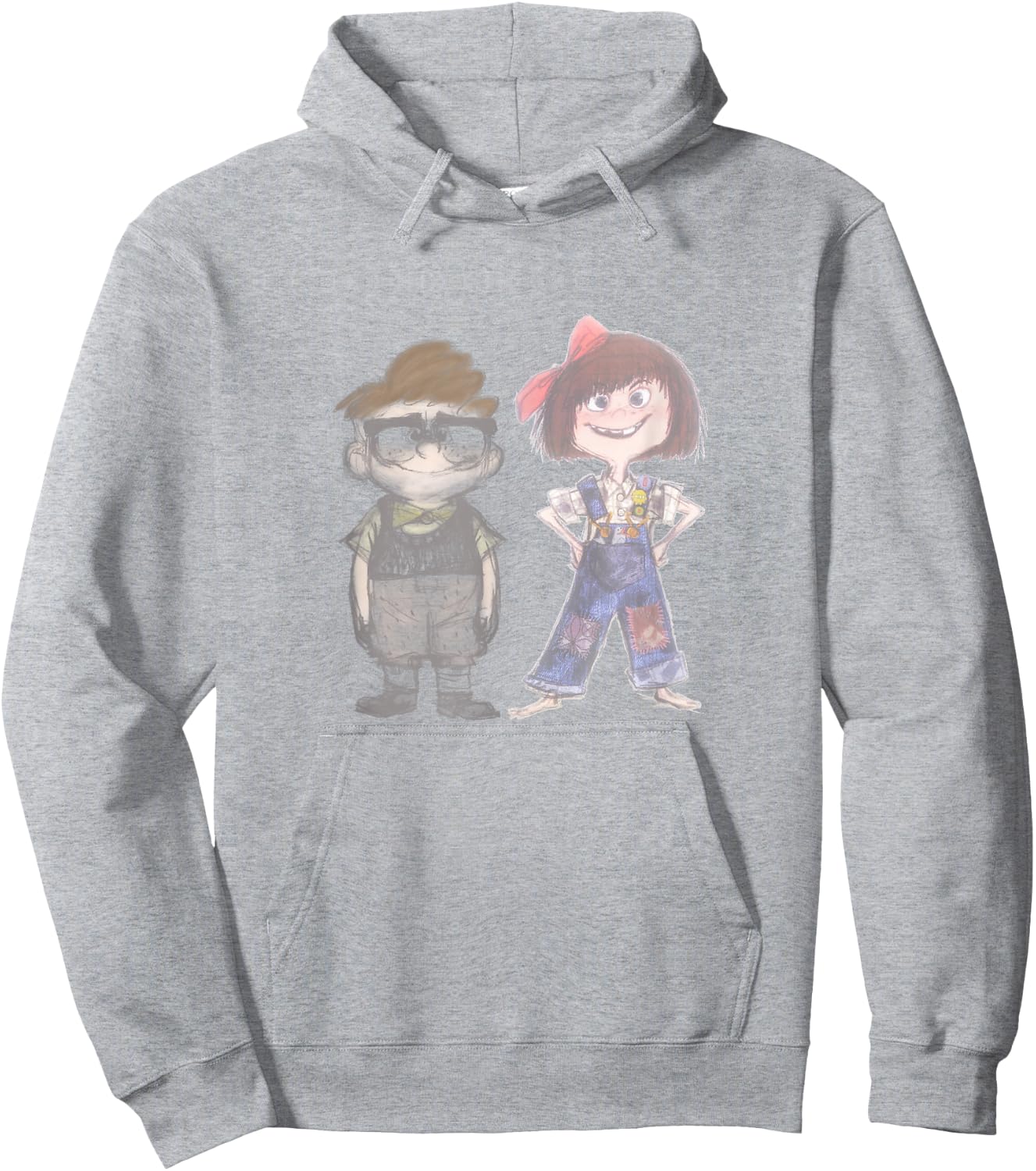 Disney Pixar Up Young Carl & Ellie Cute Vintage Sketch Hoodie - Hoodie | Ash