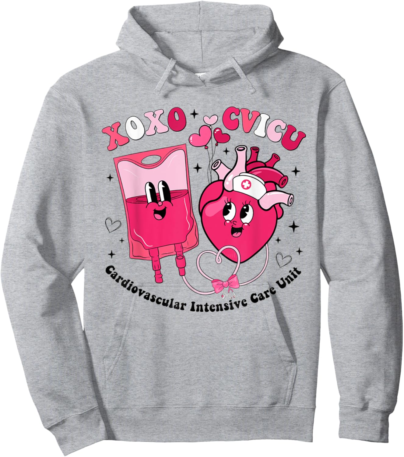 CVICU Valentine's Day Cardiac Nurse Valentine Cardiovascular Hoodie - Hoodie | Ash