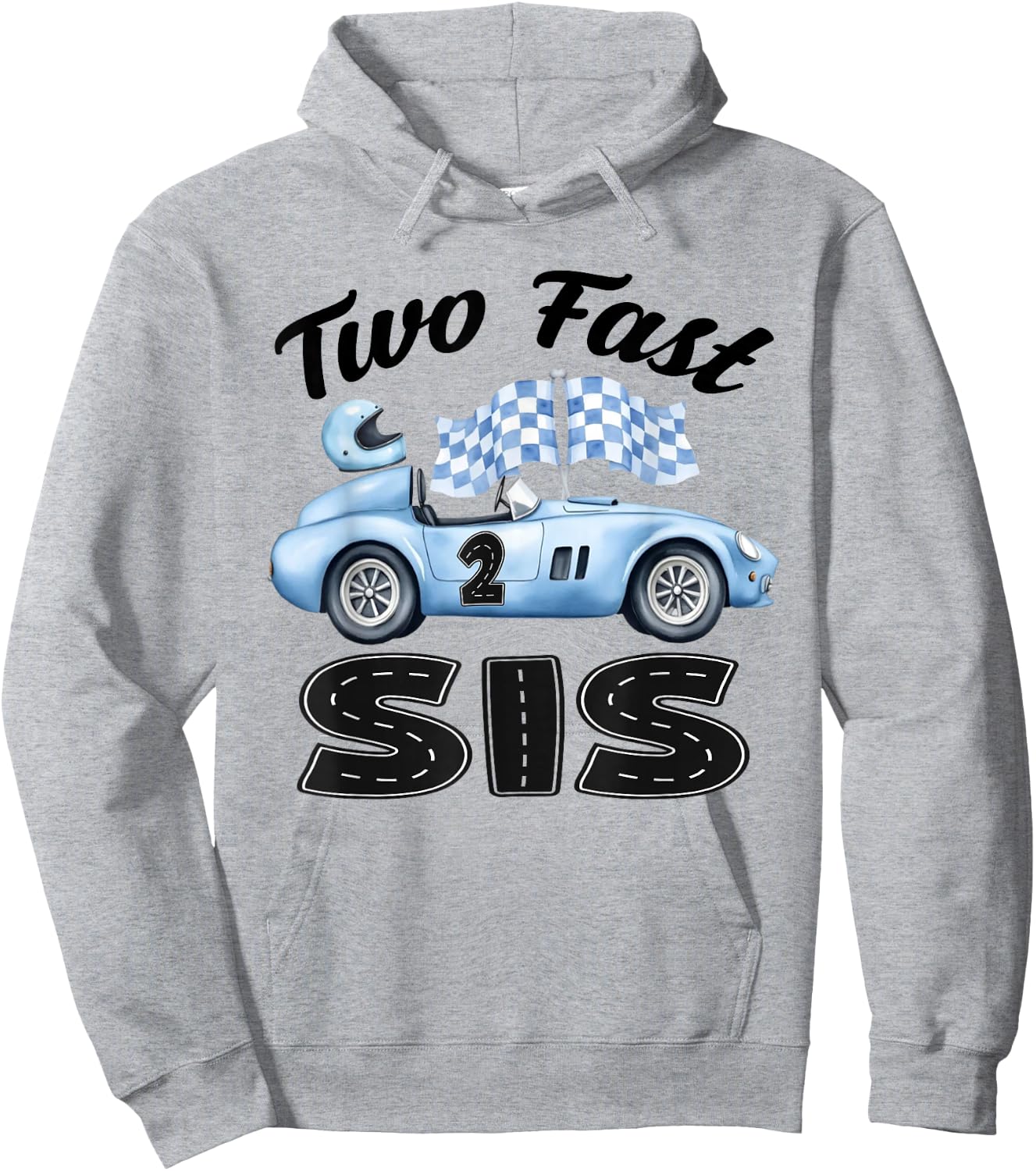 Two Fast Sis of The Birthday Boy Racing Car Party Hoodie - Hoodie | Ash