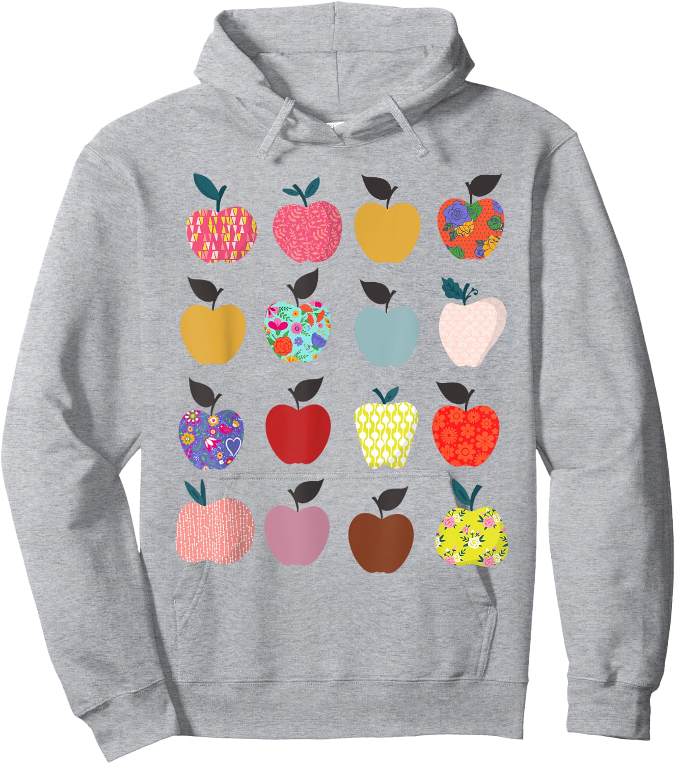 Folk Art Apples Back to school Teacher Shirt Funny Hoodie - Hoodie | Ash