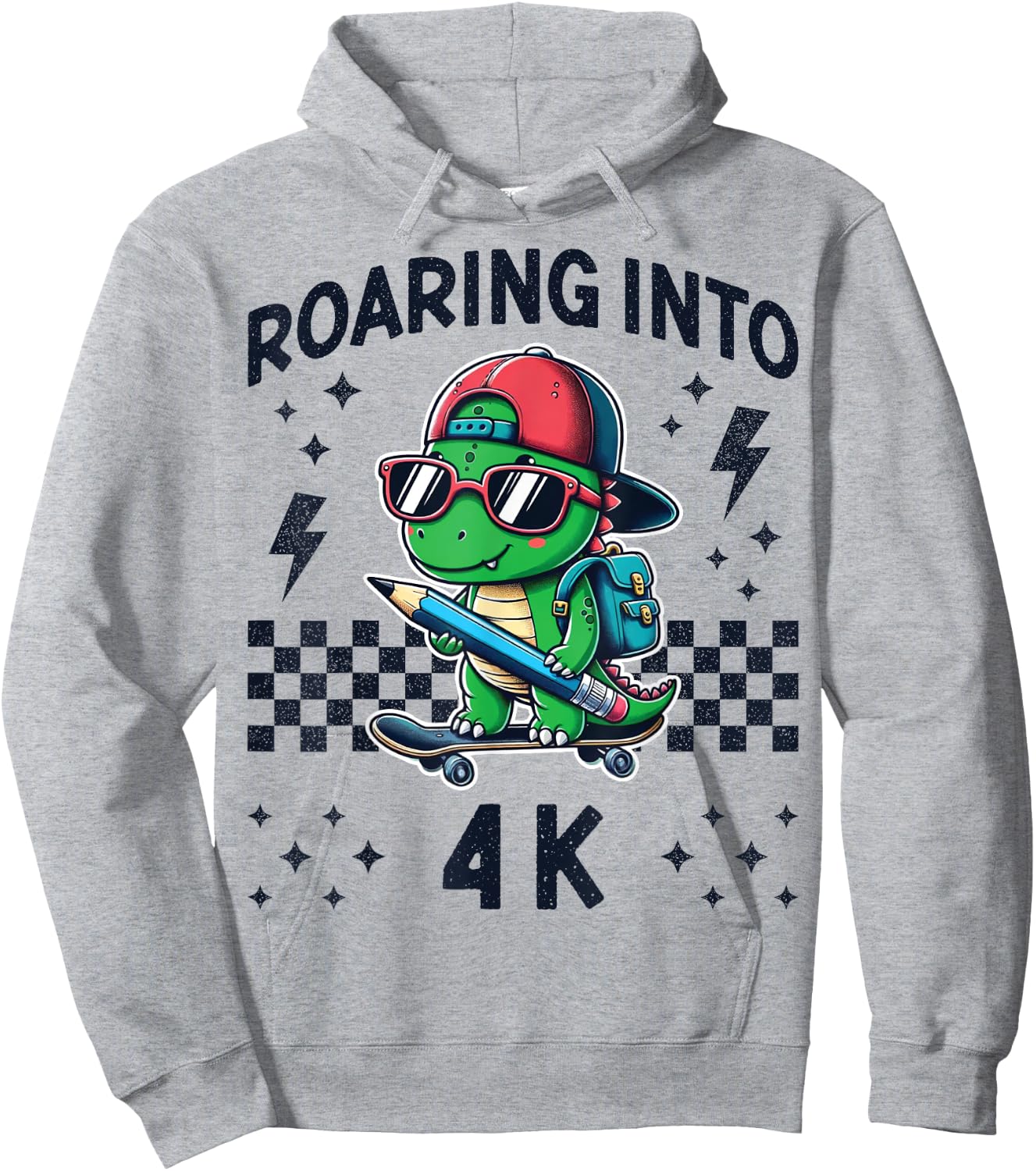 Roaring Into 4K Dinosaur First Day of PreK 4 Im Ready for 4K Hoodie - Hoodie | Ash