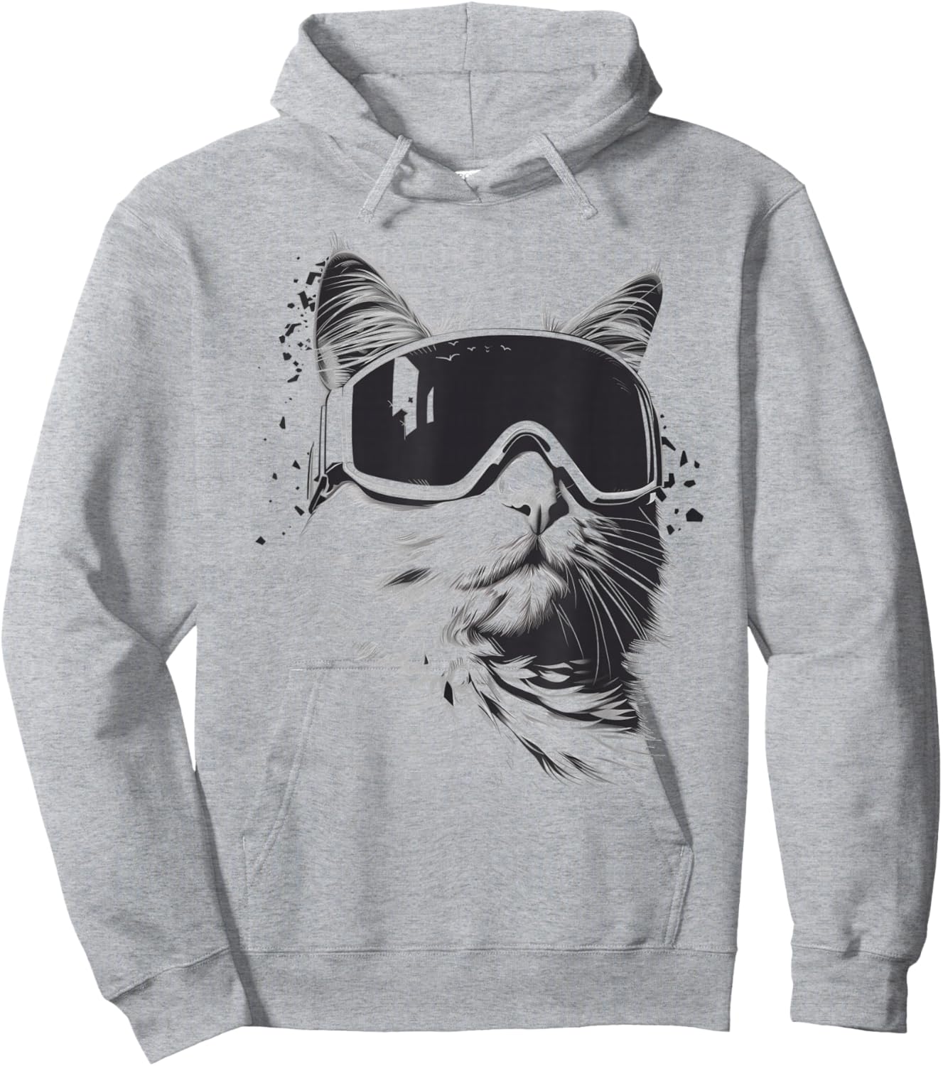 Ski Snowboard Cat Goggles Winter Sports Snowboarder Skiing Hoodie - Hoodie | Ash